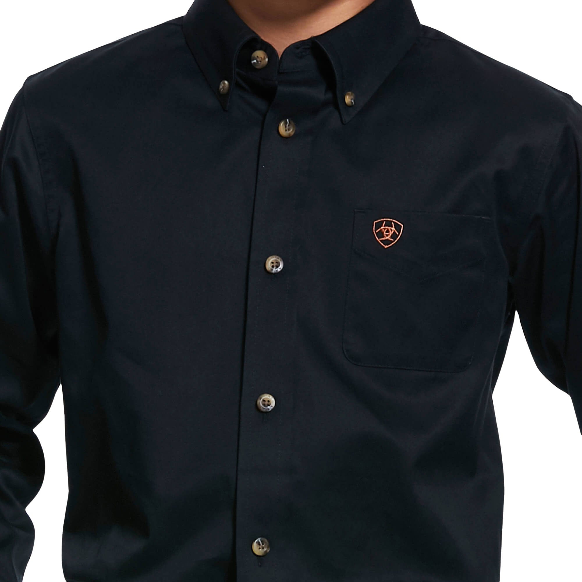 Ariat Kids' Black Solid Twill Classic Fit Shirt