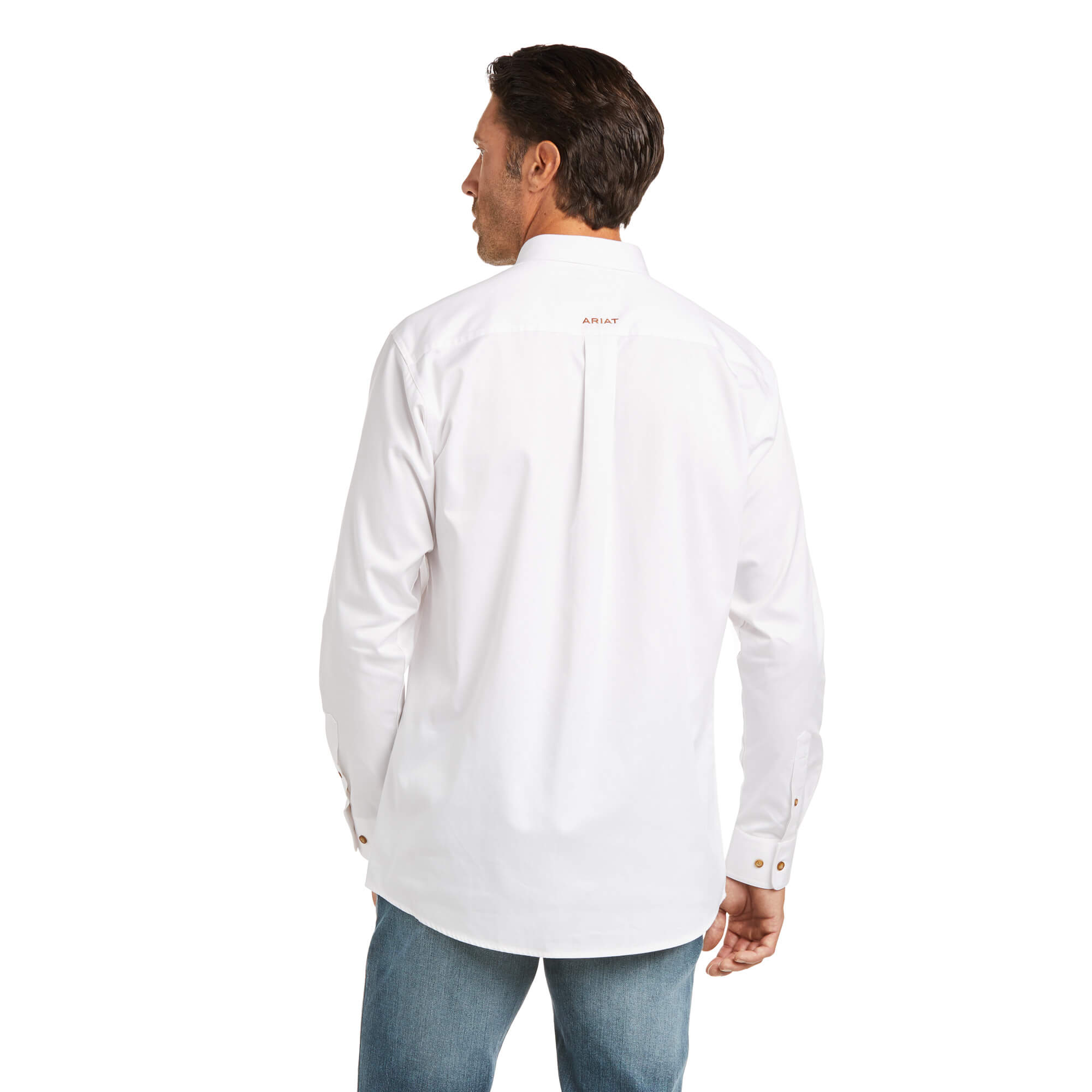 Ariat White Solid Twill Fitted Long Sleeve Shirt