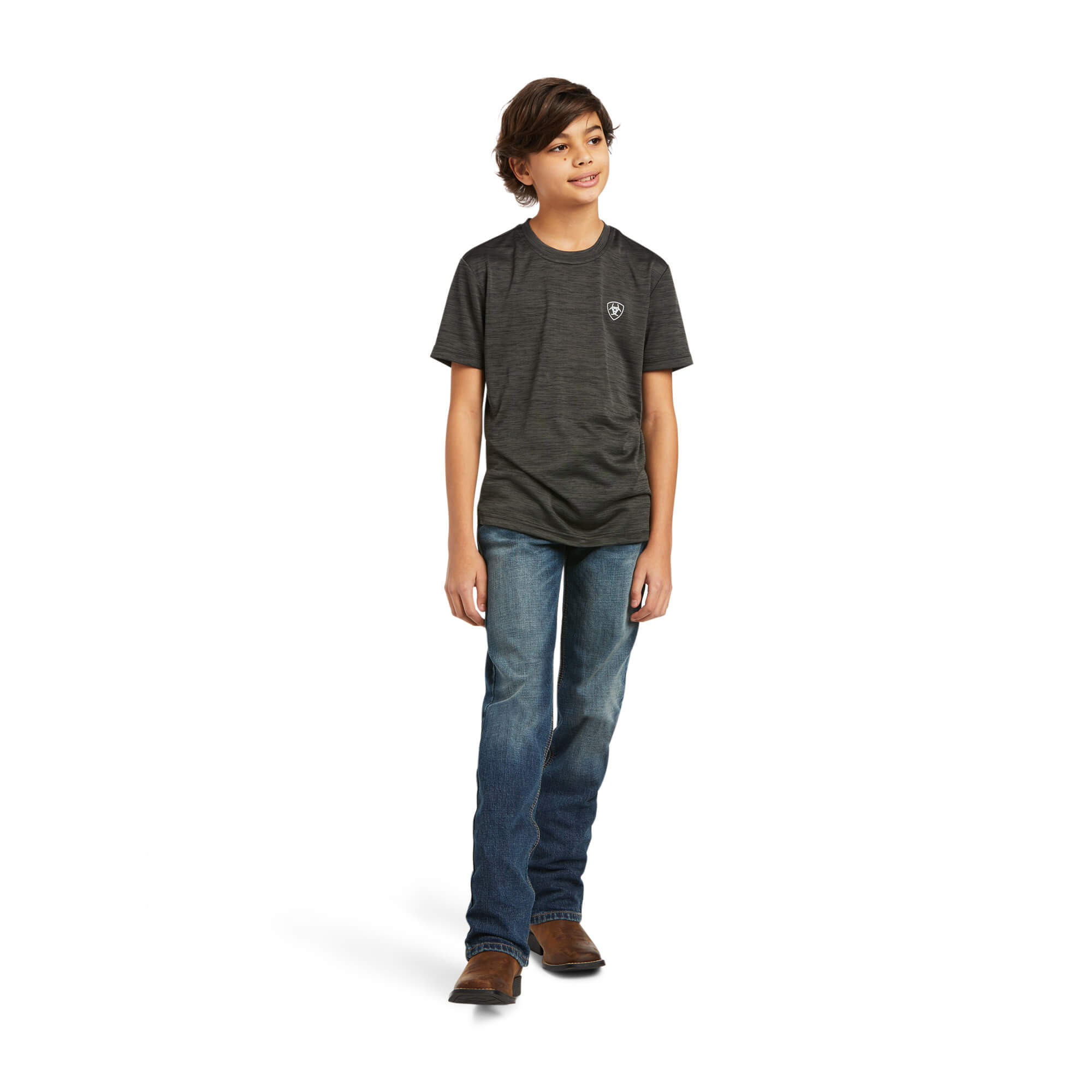 Ariat Kids Charcoal Charger Vertical Flag T Shirt