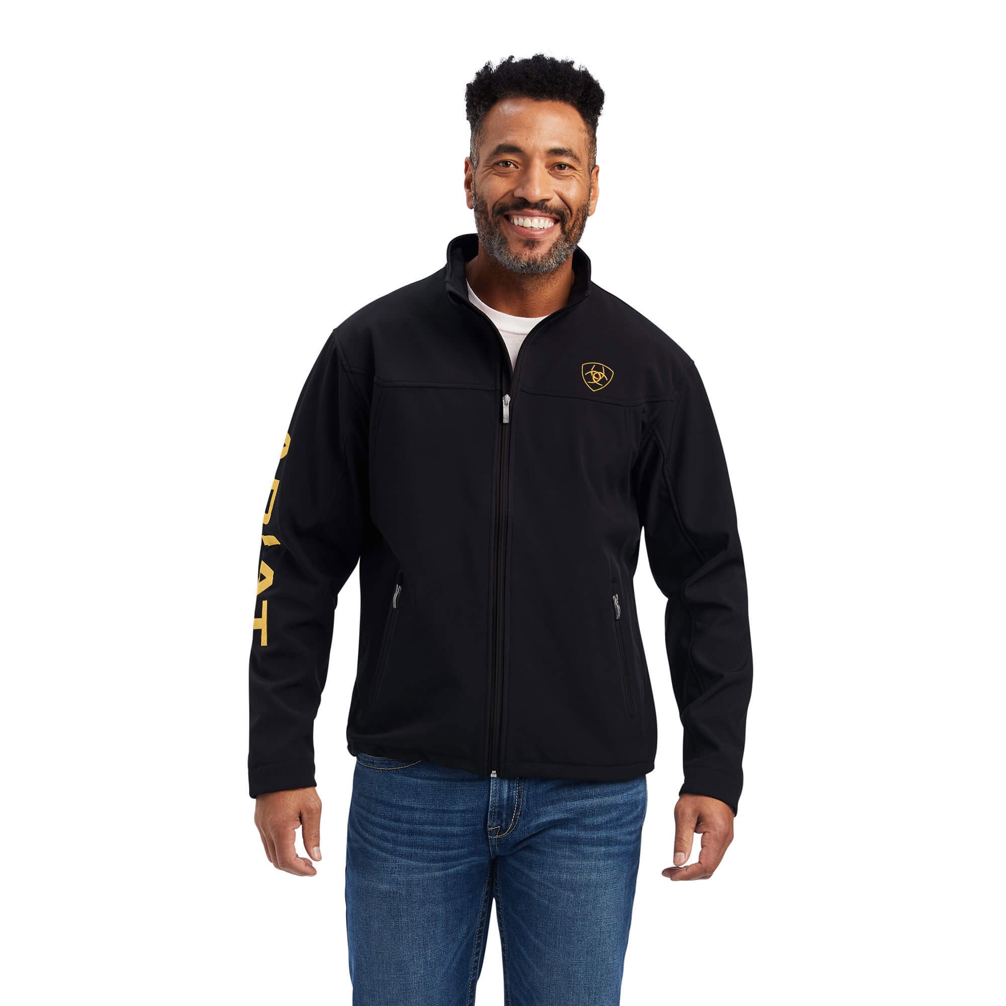 Ariat Black & Gold New Team Softshell Brand Jacket