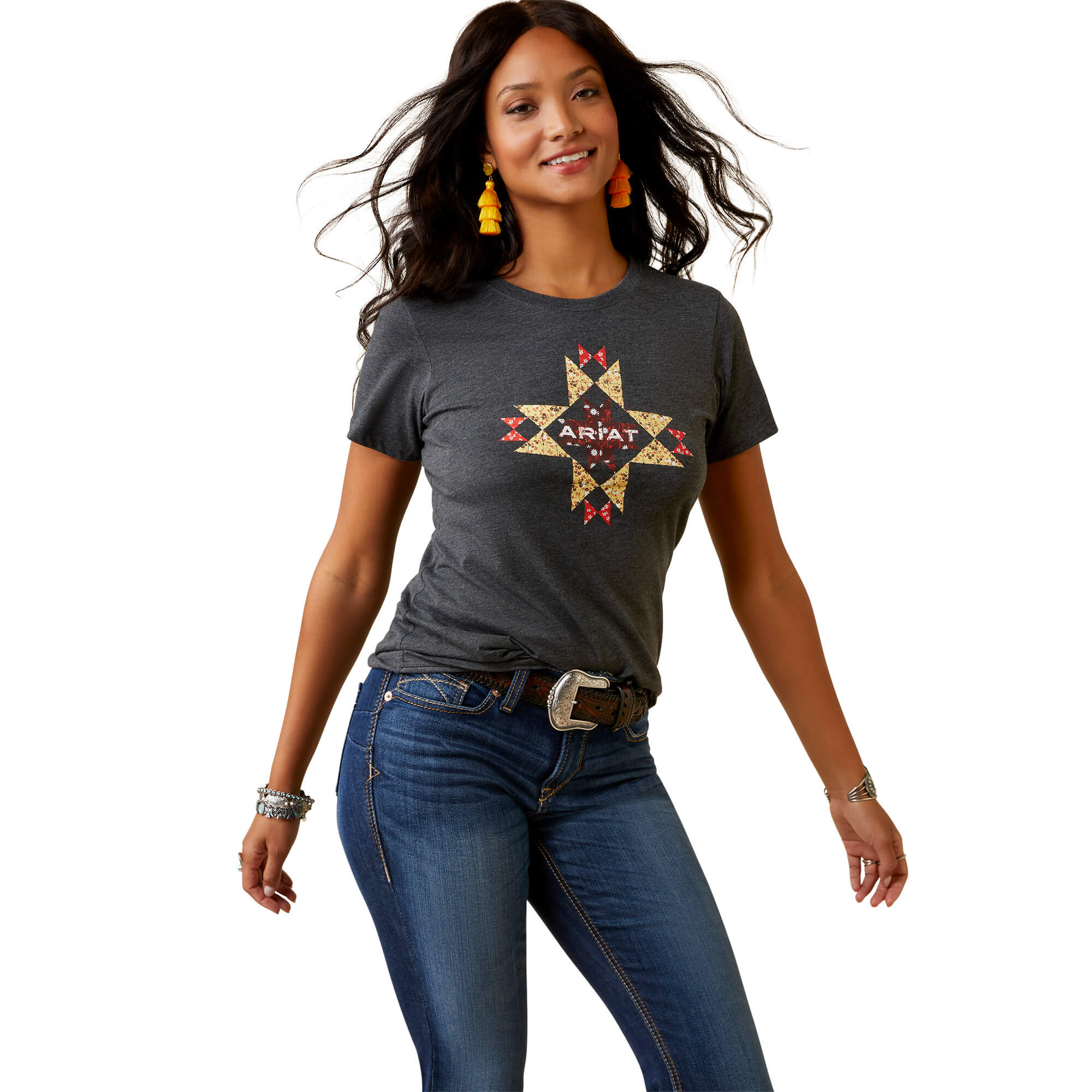 Ariat Women's Charcoal Heather Quilt Logo T-Shirt