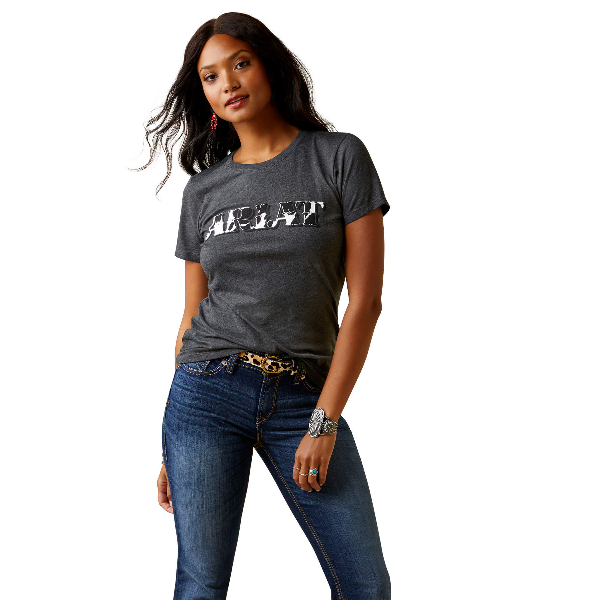 Ariat Women's Charcoal Heather Cowhide Logo T-Shirt