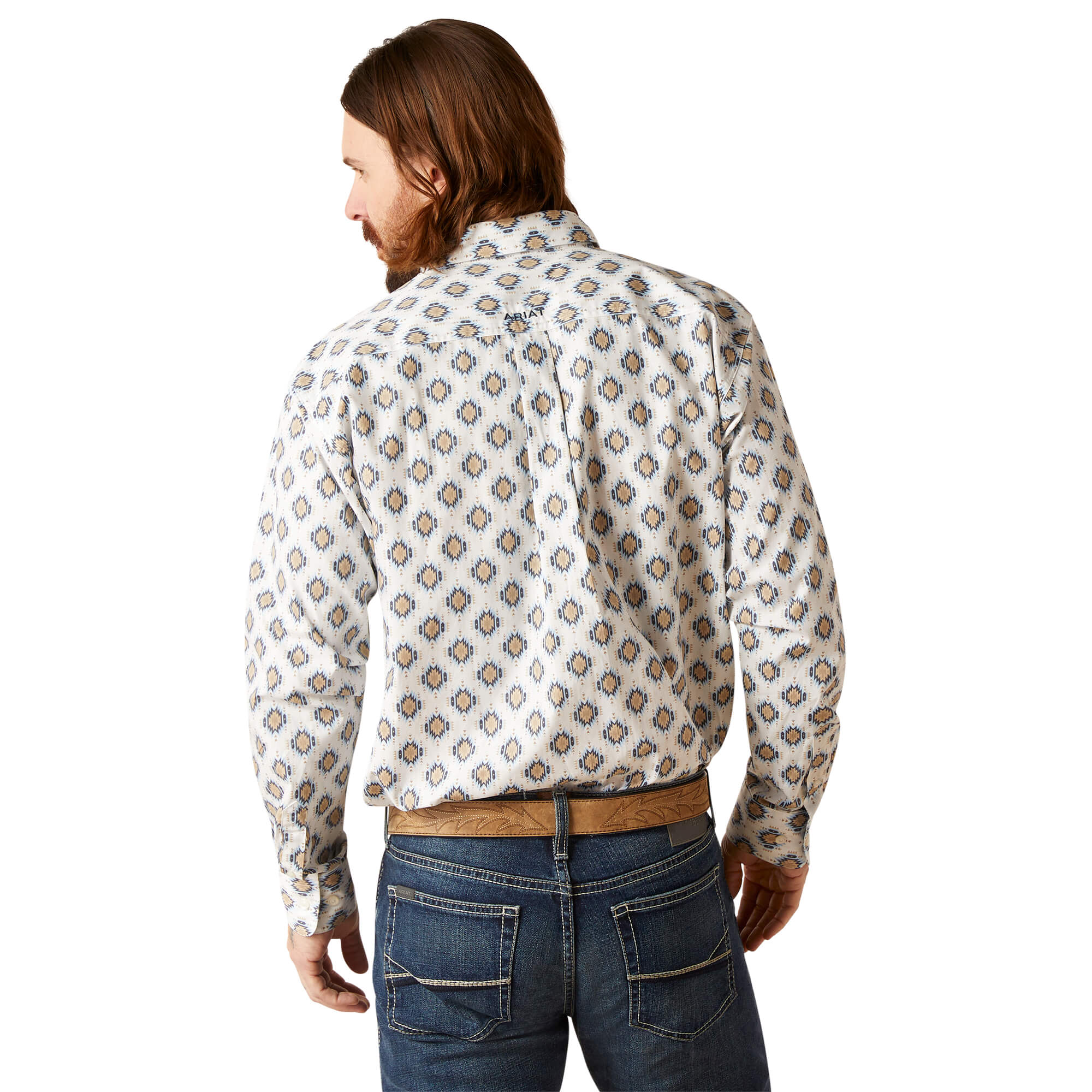 Ariat White Team Warner Classic Fit Long Sleeve Shirt