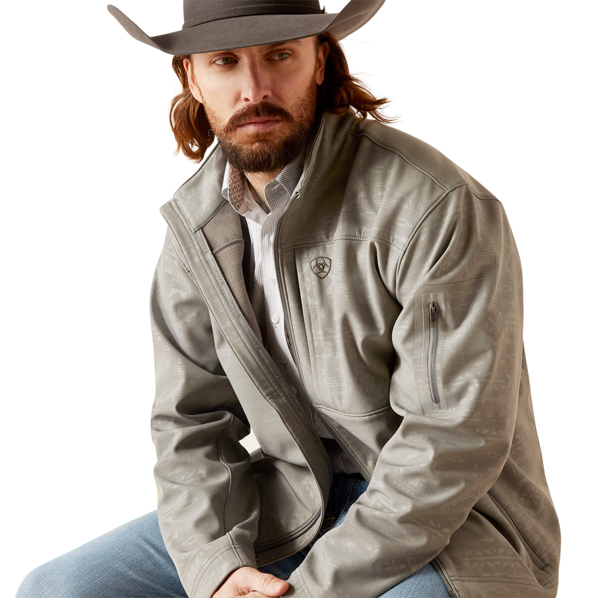 Ariat Jetty Gray Embossed Vernon 2.0 Softshell Jacket