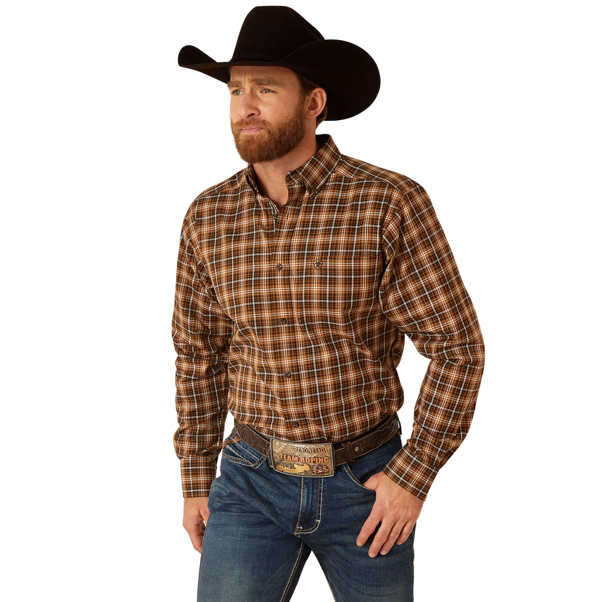 Ariat Frair Brown Pro Series Norris Fitted Long Sleeve Shirt