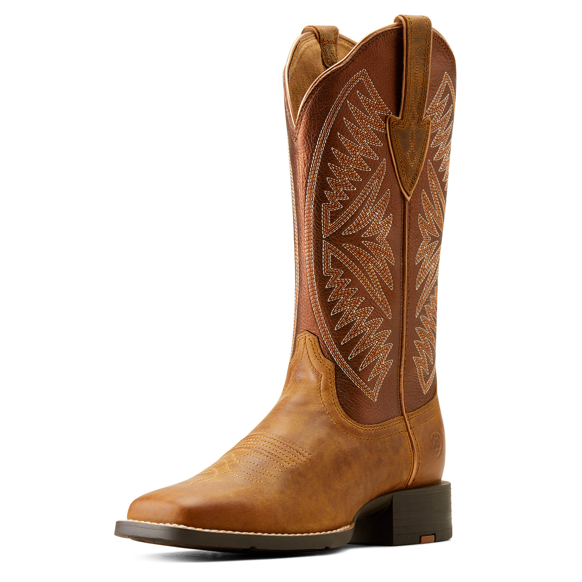 Ariat Women's Pearl & Burnished Chestnut Round Up Ruidoso Western Boot