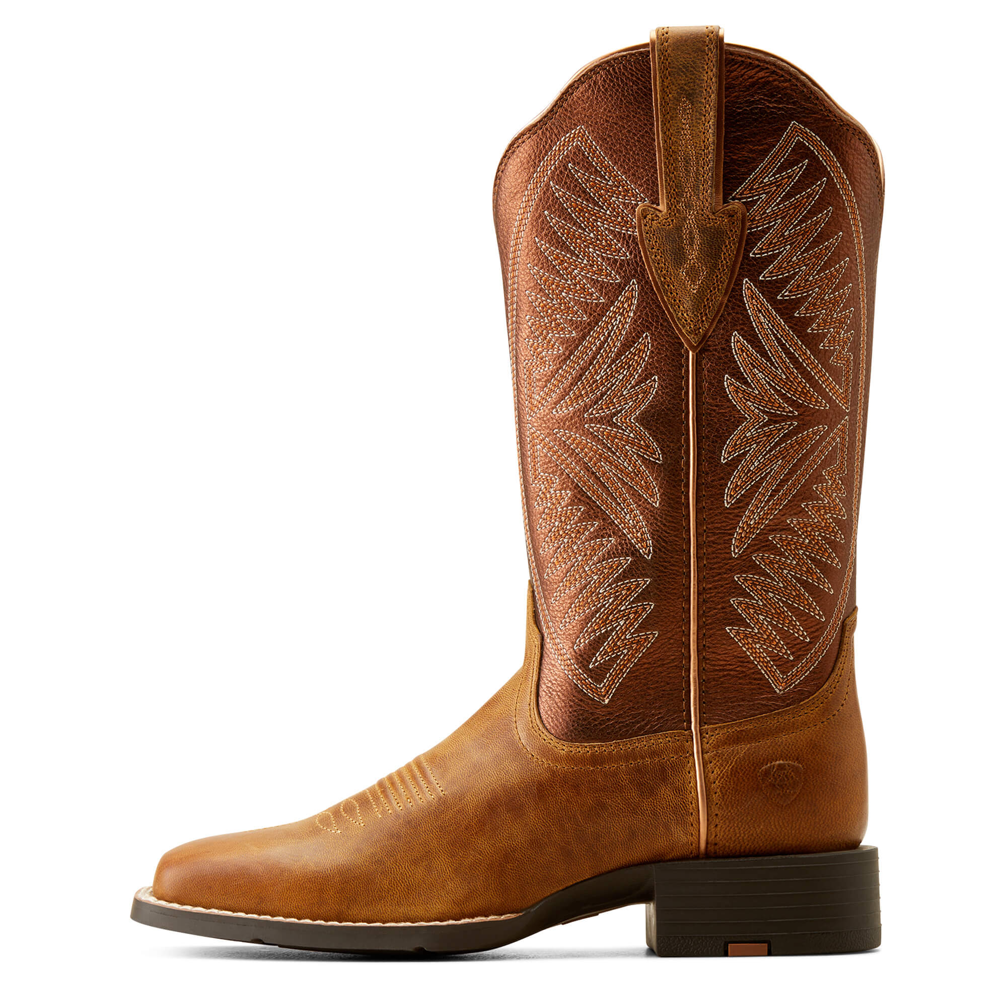 Ariat Women's Pearl & Burnished Chestnut Round Up Ruidoso Western Boot