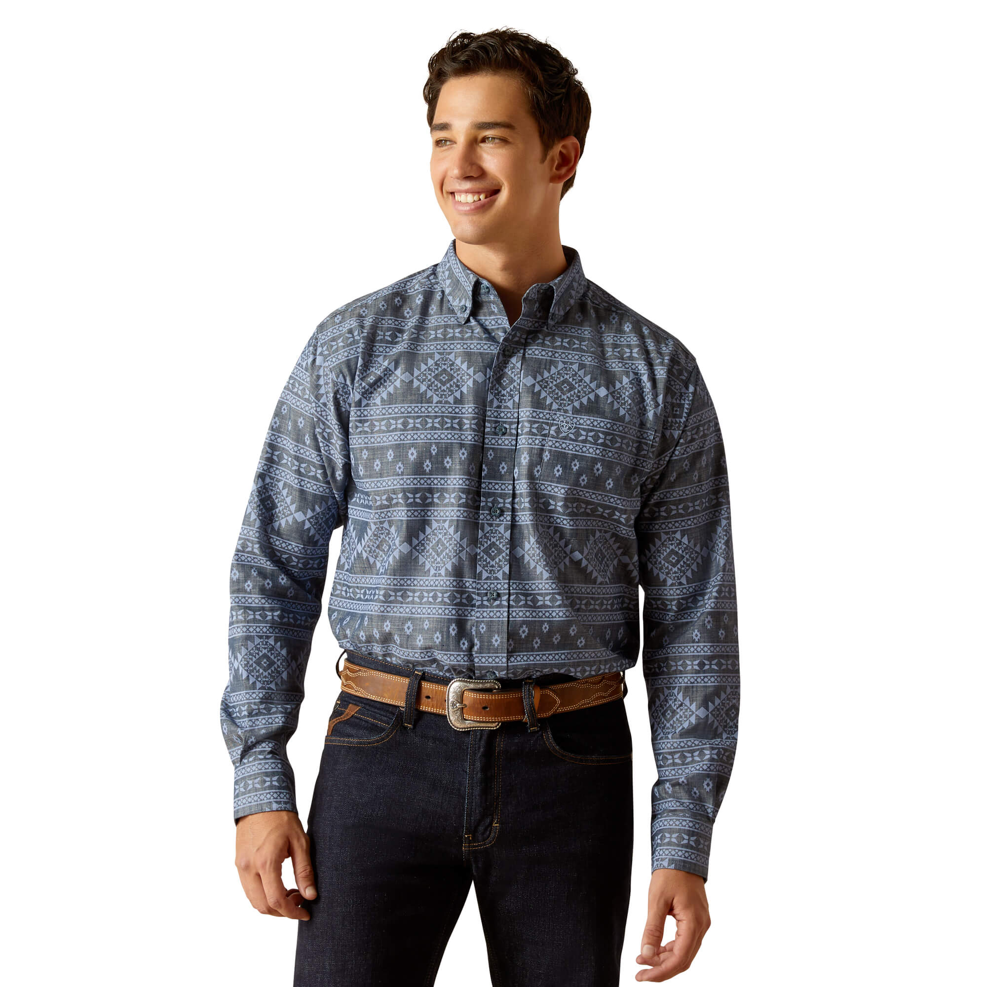 Ariat Navy Eddie Classic Fit Long Sleeve Shirt