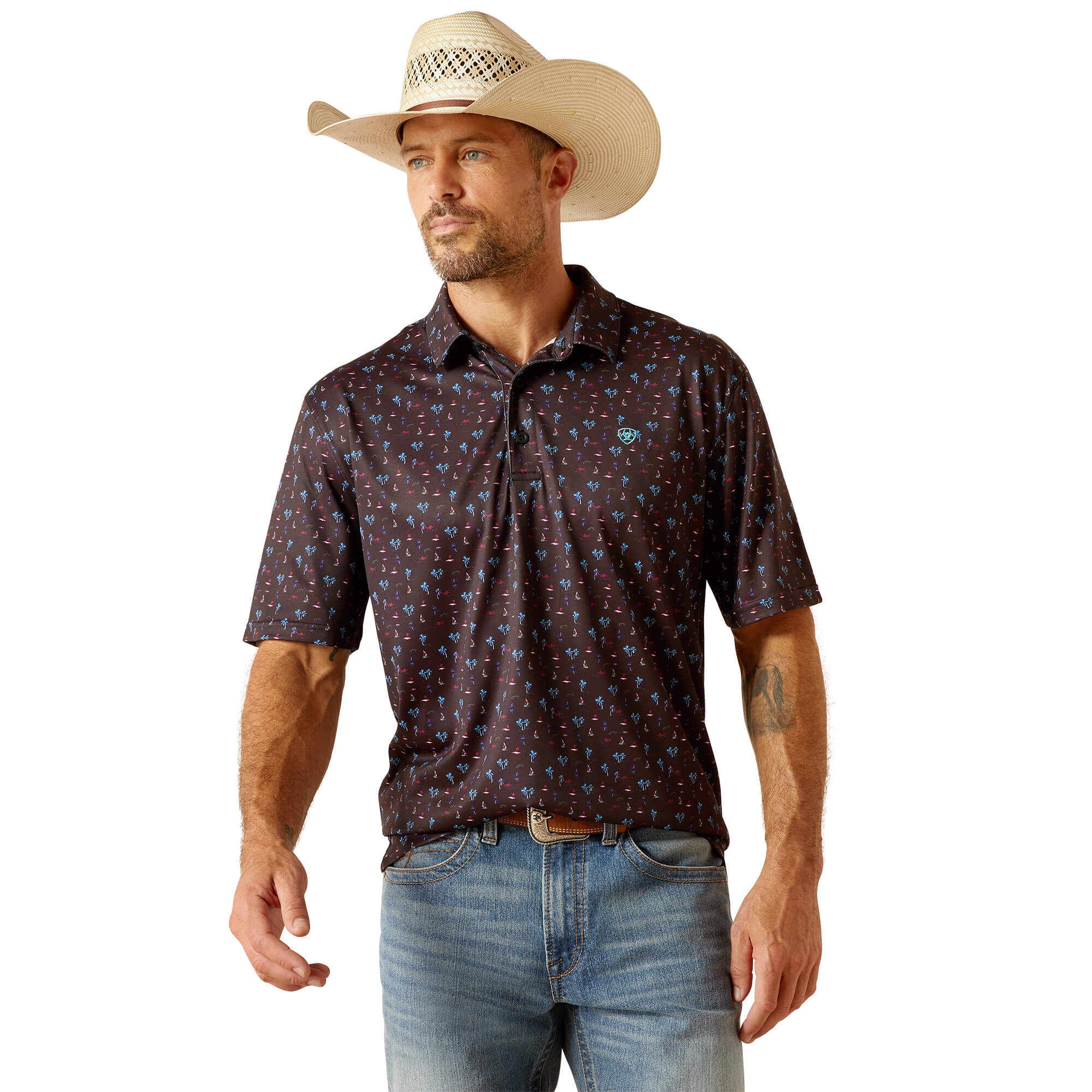 Ariat Black All Over Print Polo