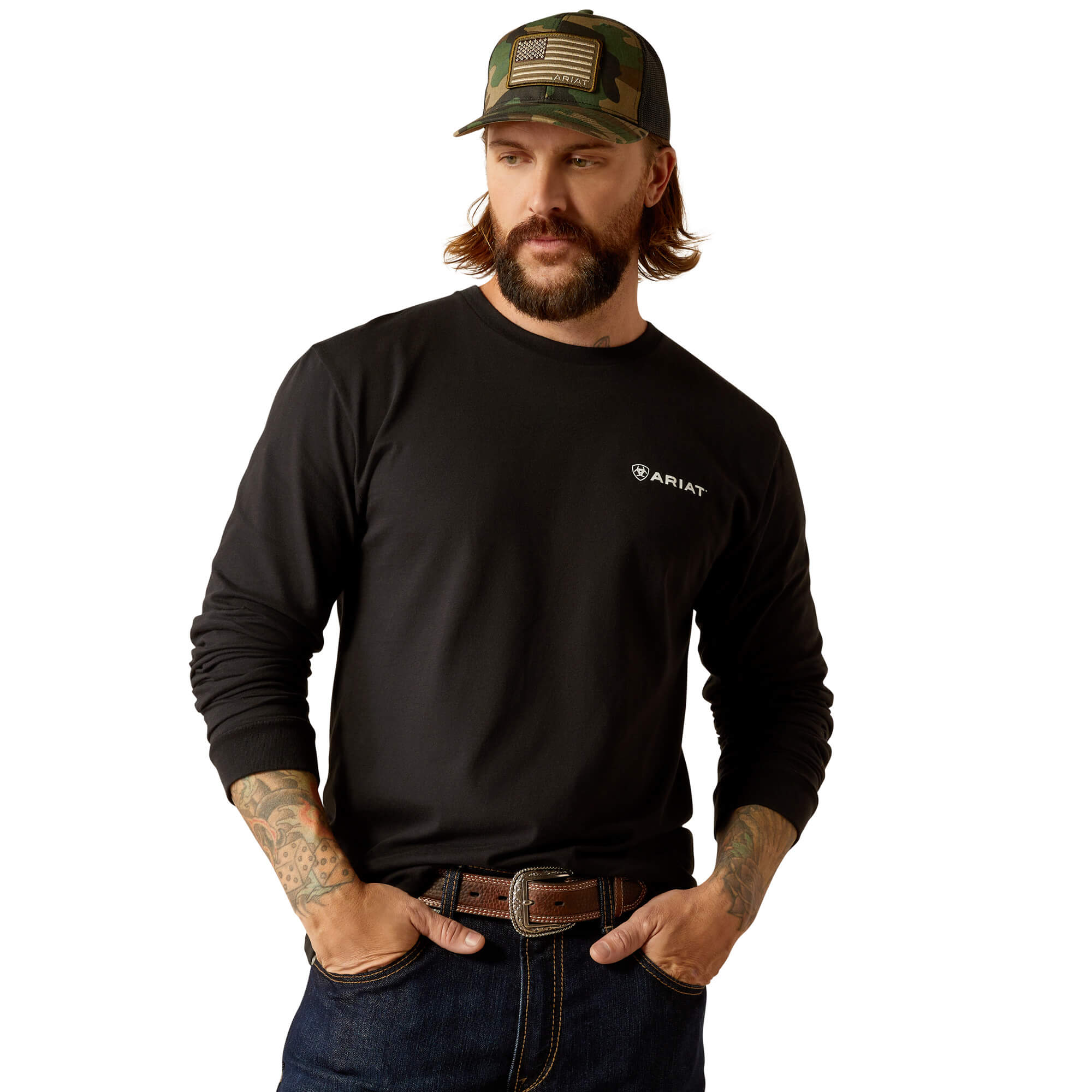 Ariat Black Camo Shield Long Sleeve T-Shirt