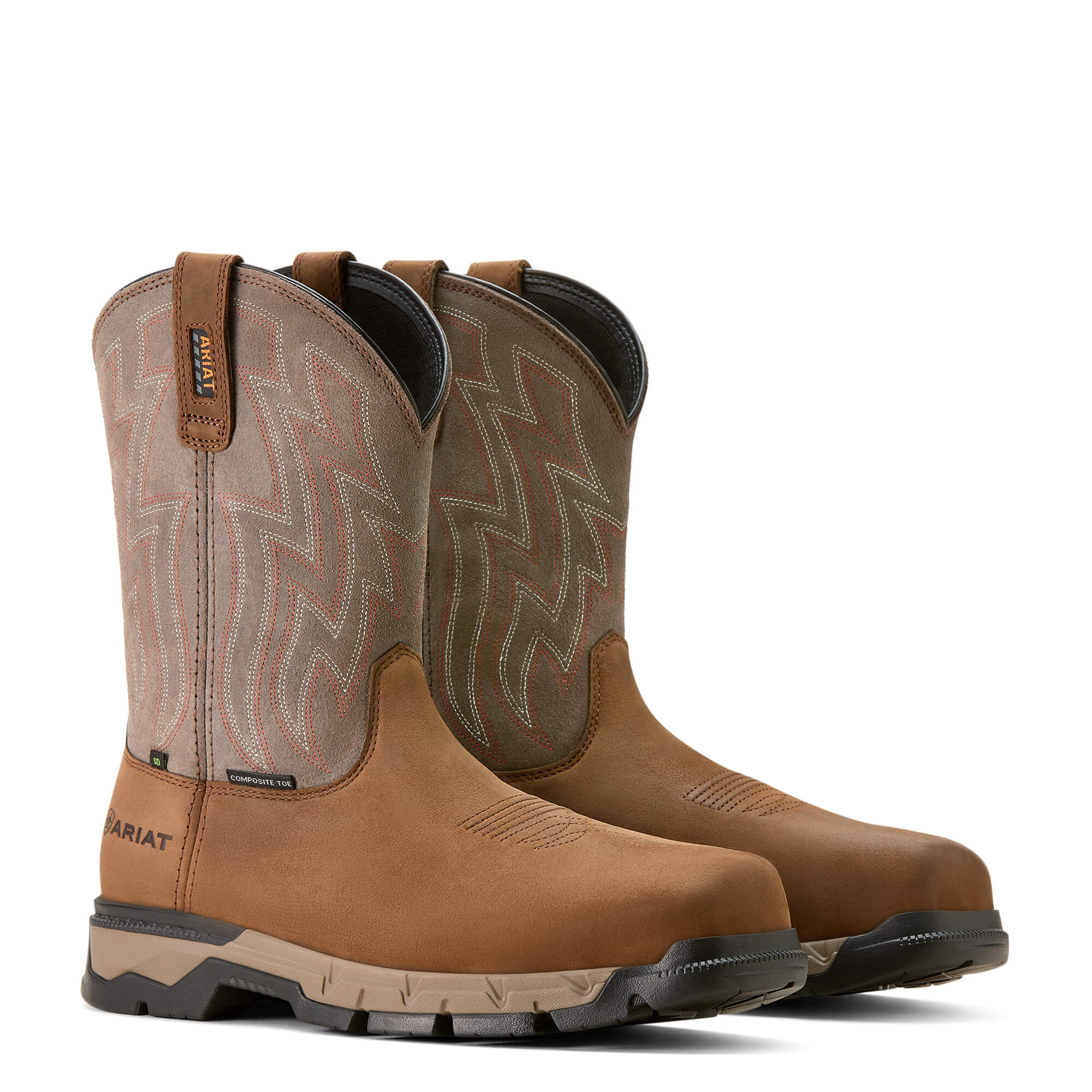 Ariat Rebar Distressed. Brown Flex SD Composite Toe Work Boot