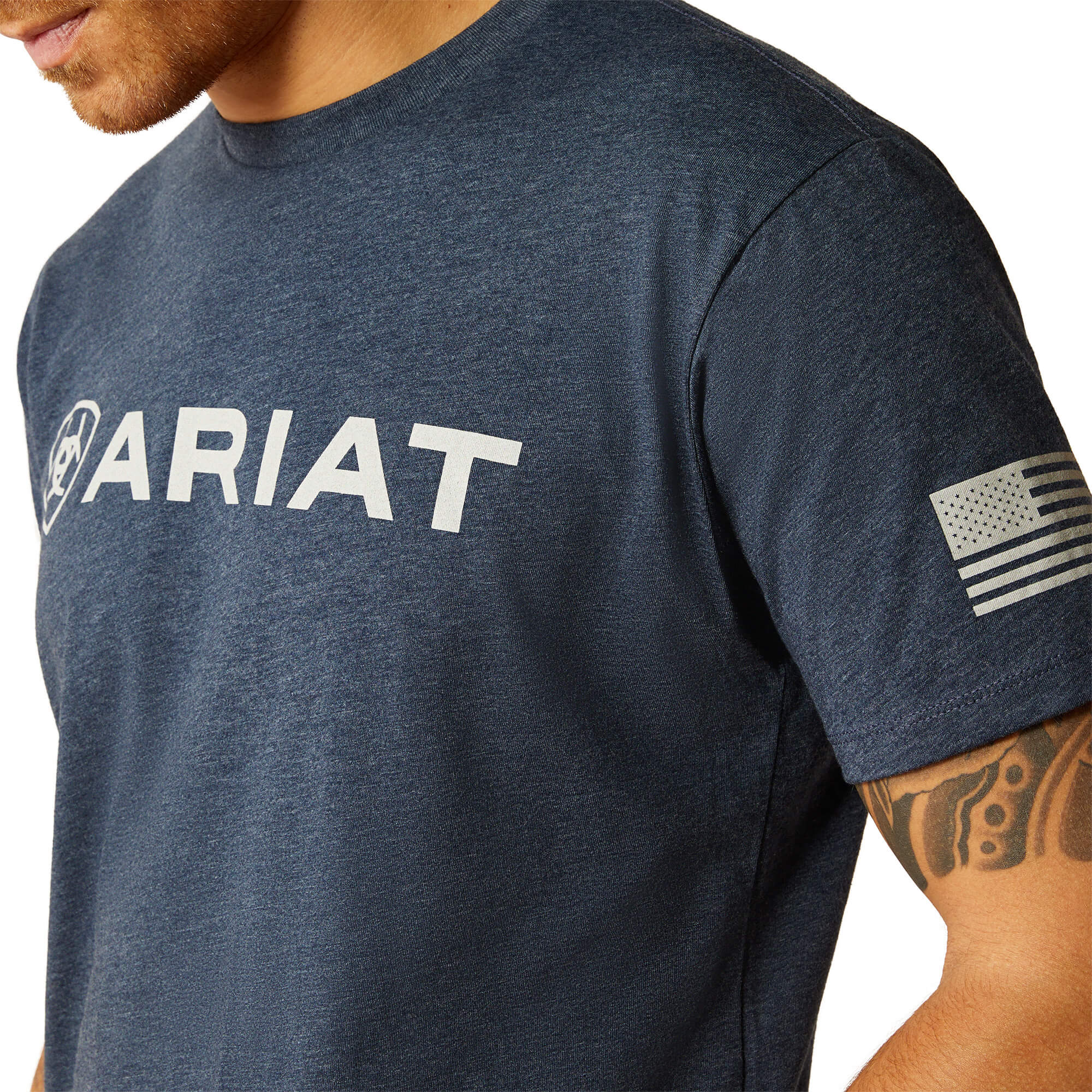 Ariat Navy Heather Shield Flag T-Shirt