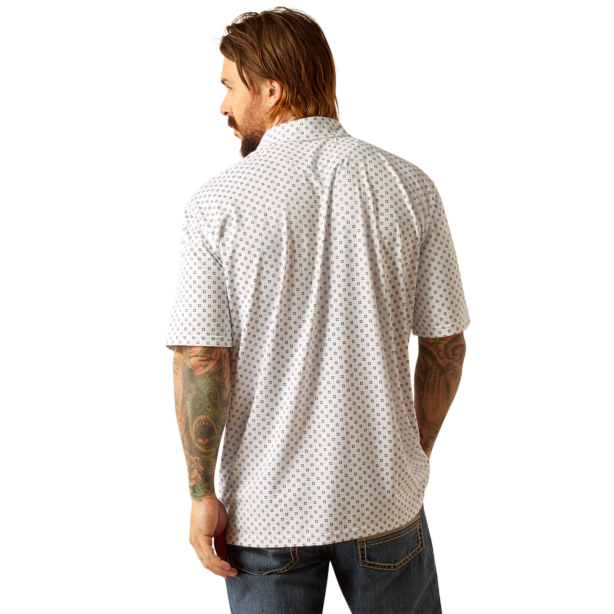 Ariat White All Over Geo Print Polo
