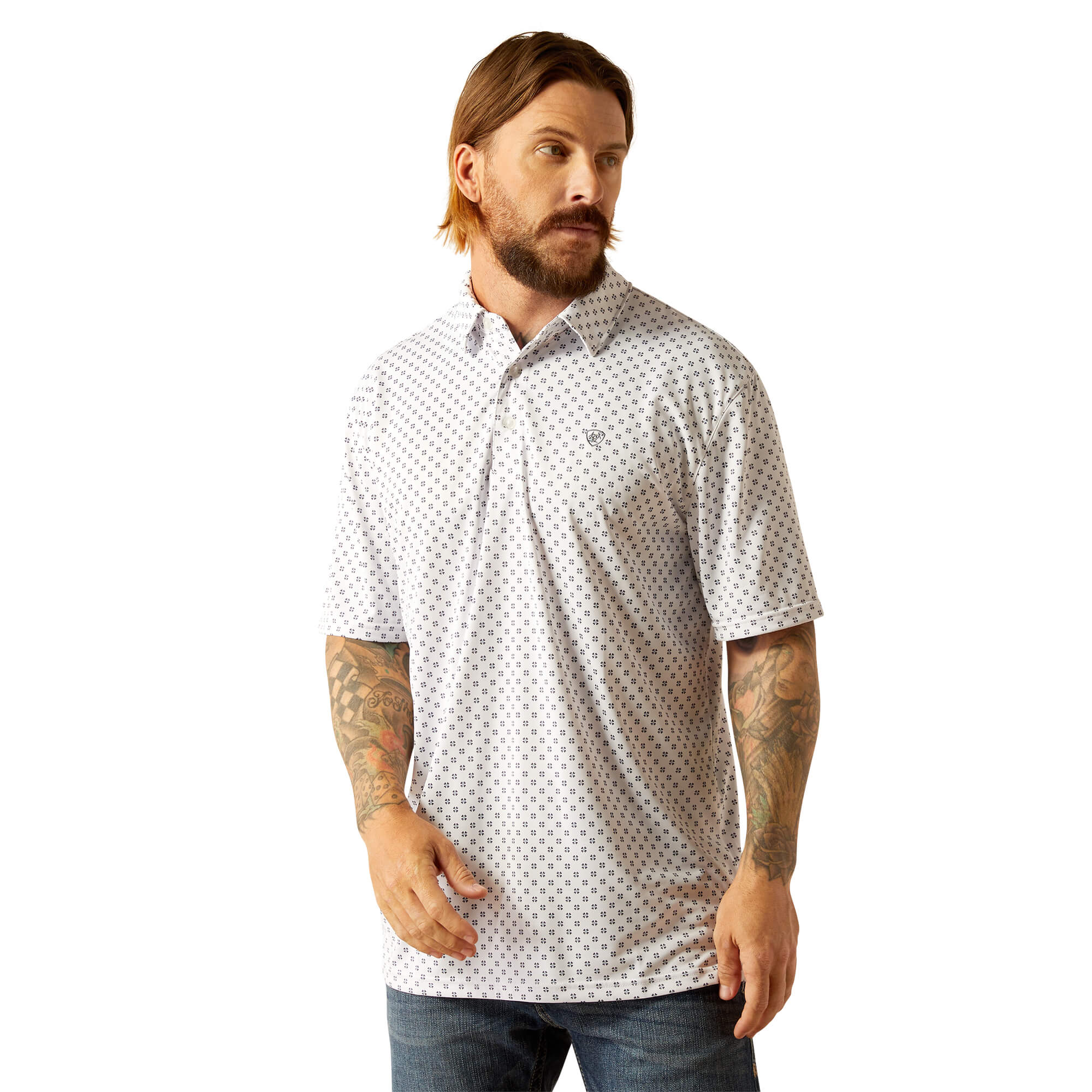 Ariat White All Over Geo Print Polo