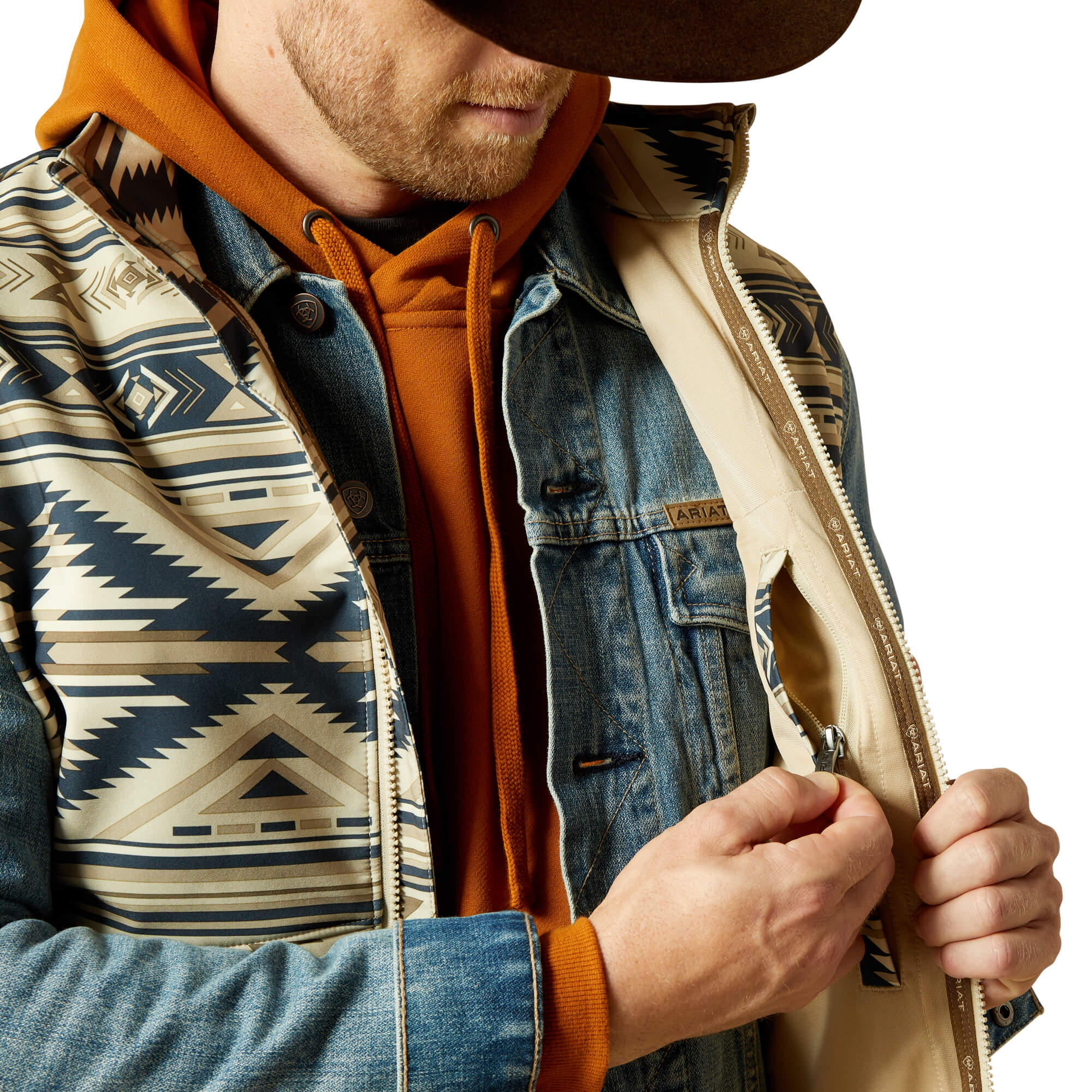 Ariat White Pepper Southwest Logo Softshell Vest