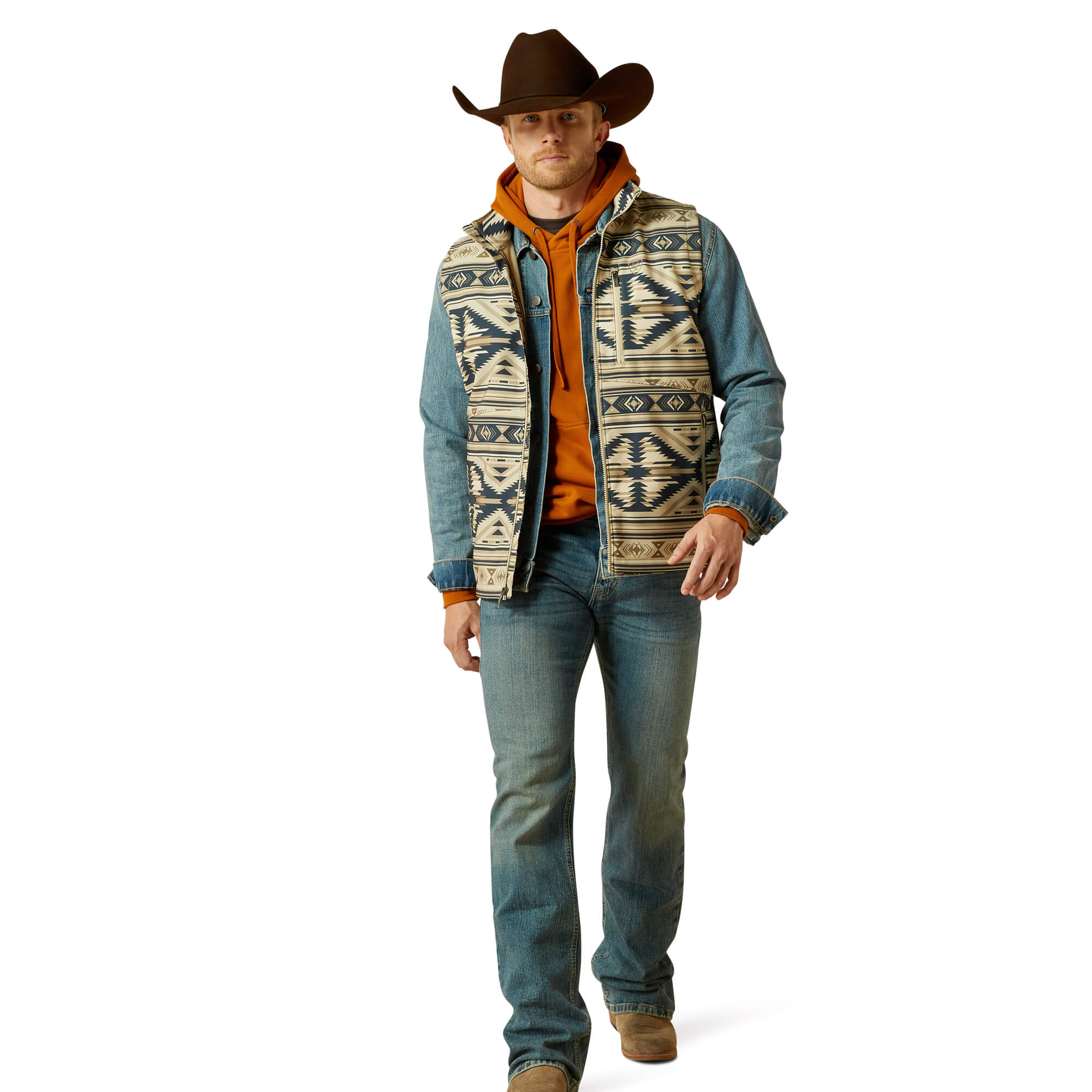 Ariat White Pepper Southwest Logo Softshell Vest