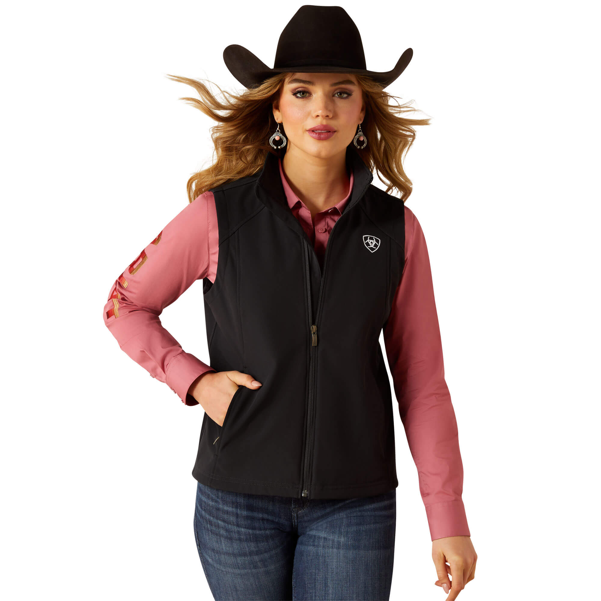 Ariat Women's Black Logo Softshell Vest