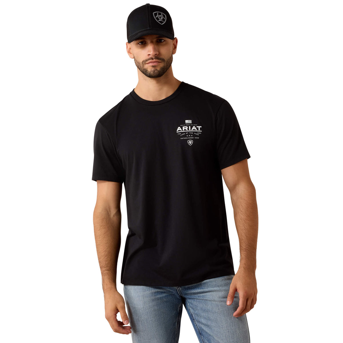 Ariat Black Lockup Flag Painted T-Shirt