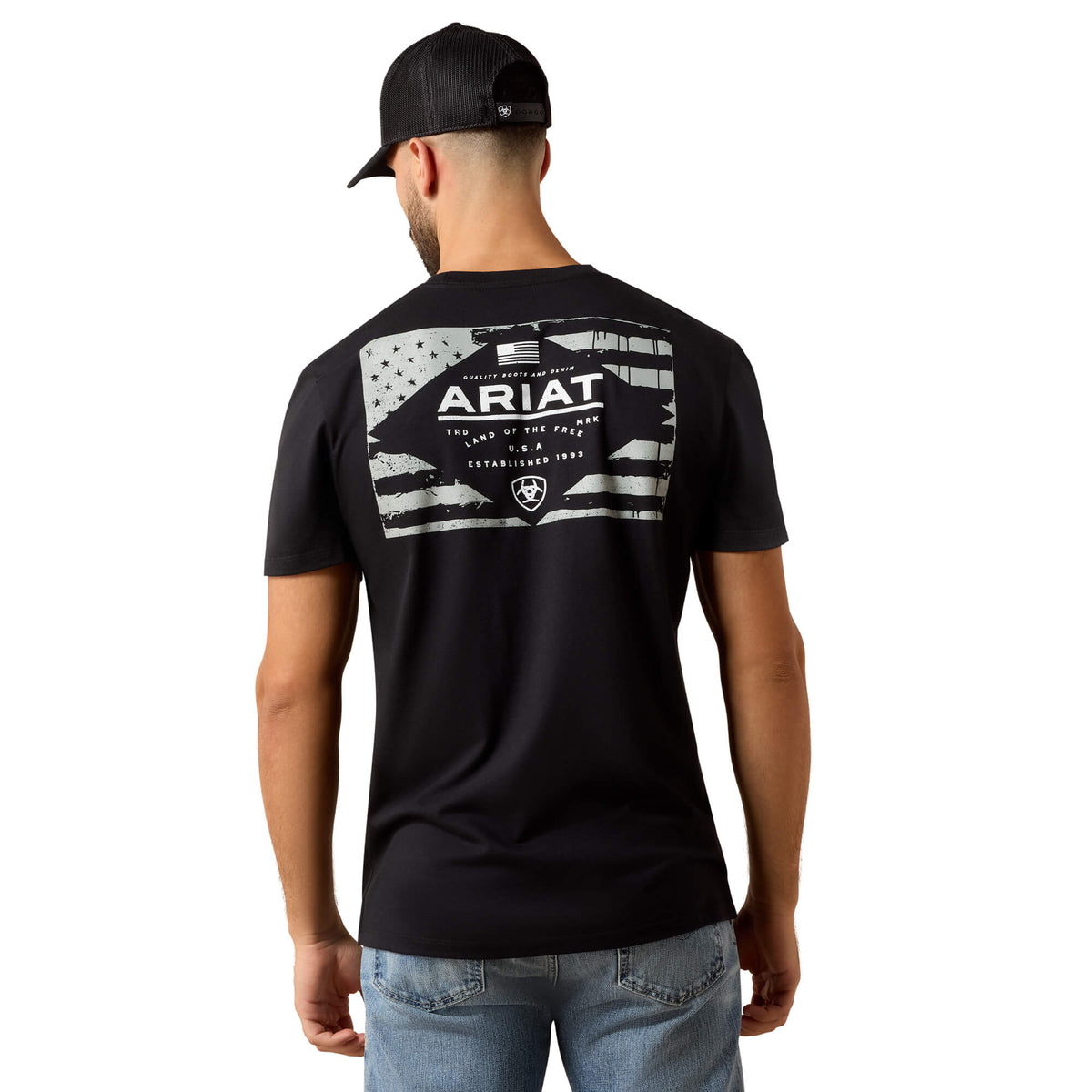 Ariat Black Lockup Flag Painted T-Shirt