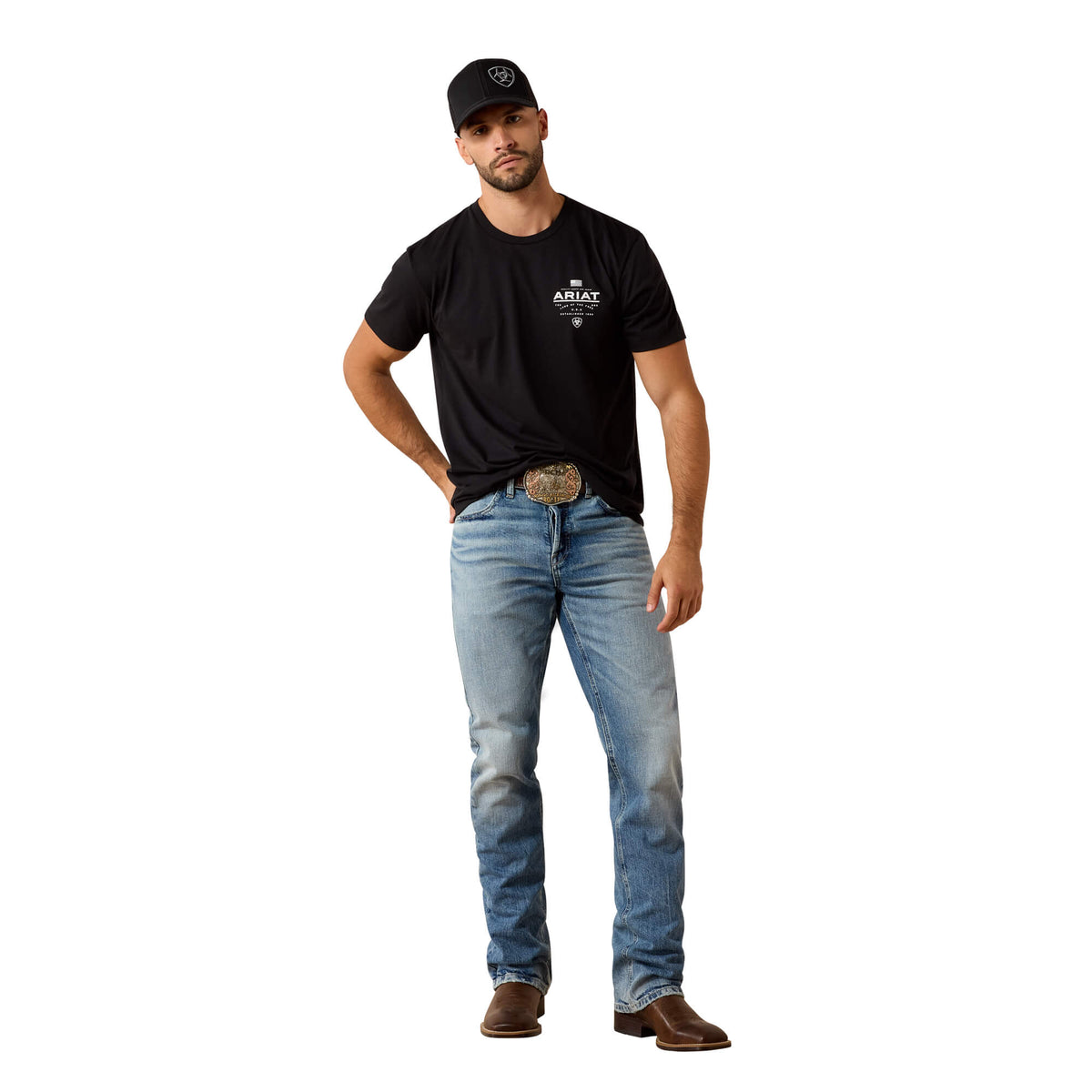 Ariat Black Lockup Flag Painted T-Shirt