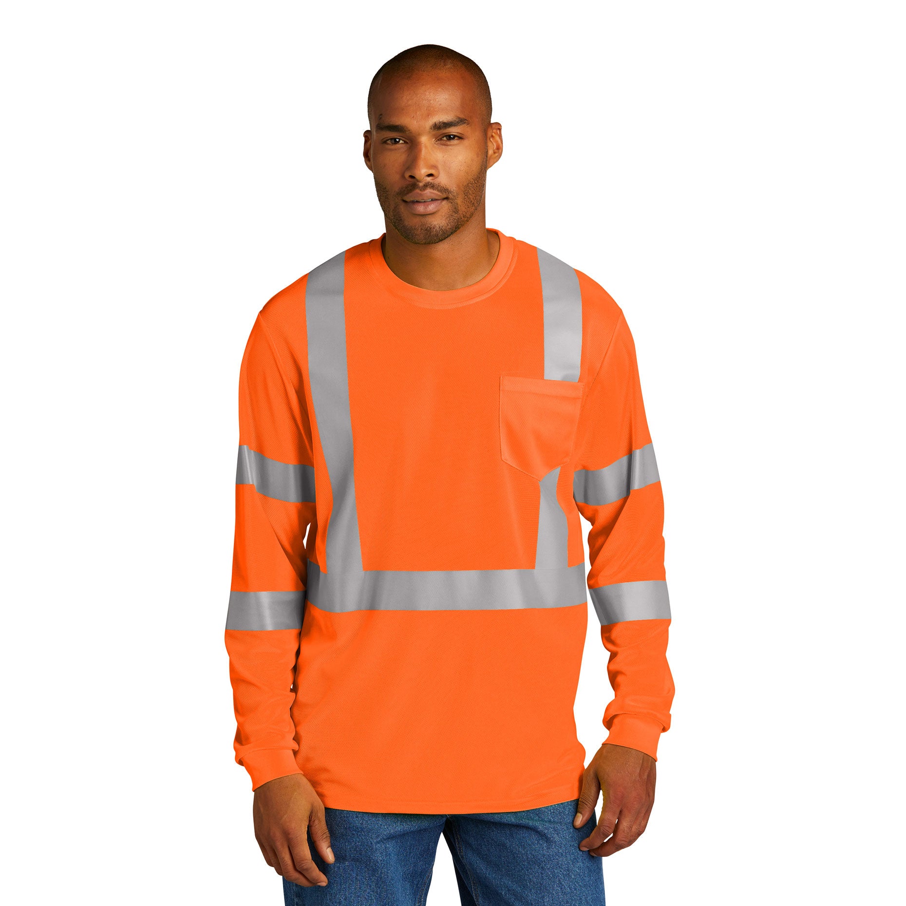 CornerStone® ANSI 107 Safety Orange Class 3 Mesh Long Sleeve Tee