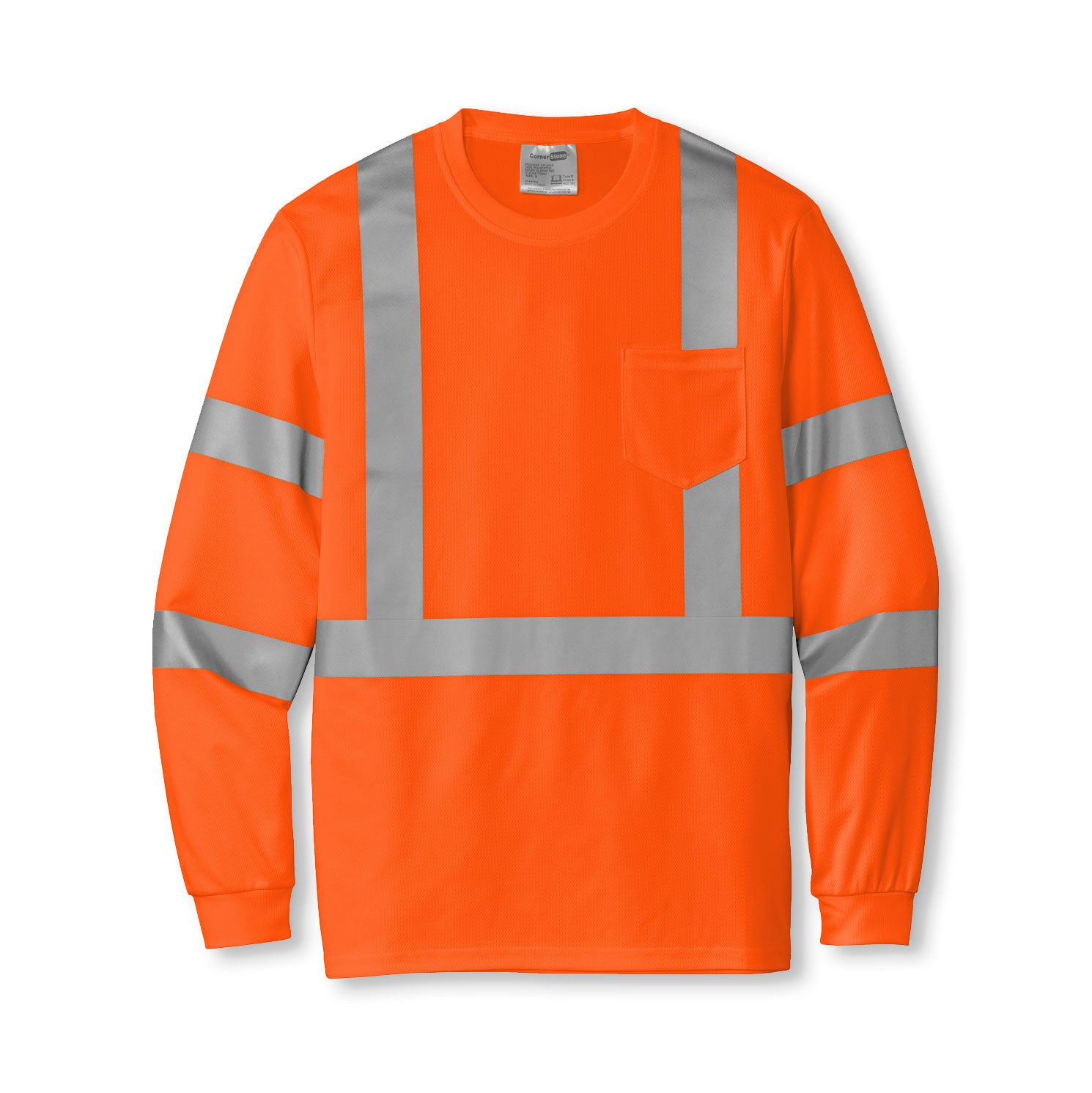 CornerStone® ANSI 107 Safety Orange Class 3 Mesh Long Sleeve Tee