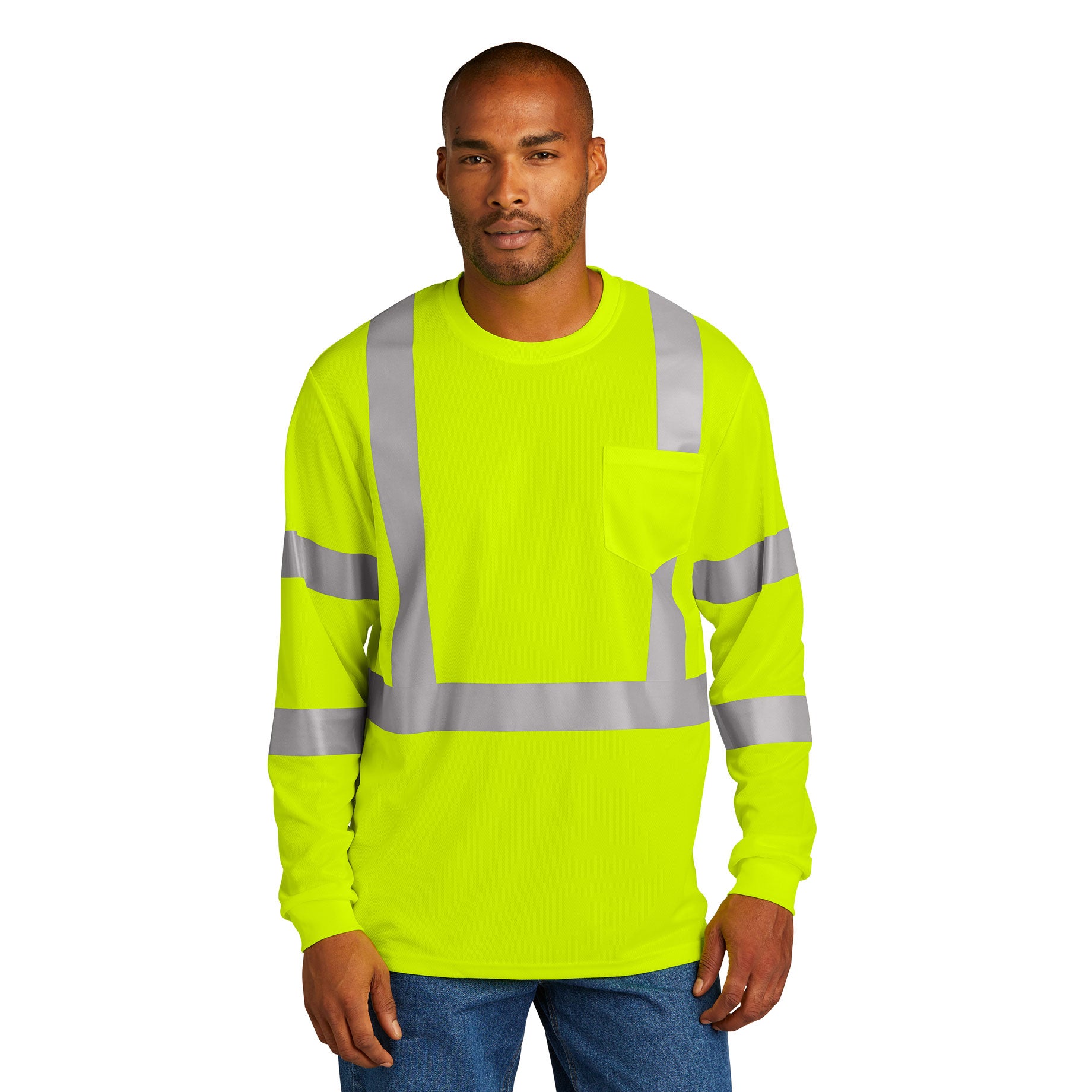 CornerStone® ANSI 107 Safety Yellow Class 3 Mesh Long Sleeve Tee
