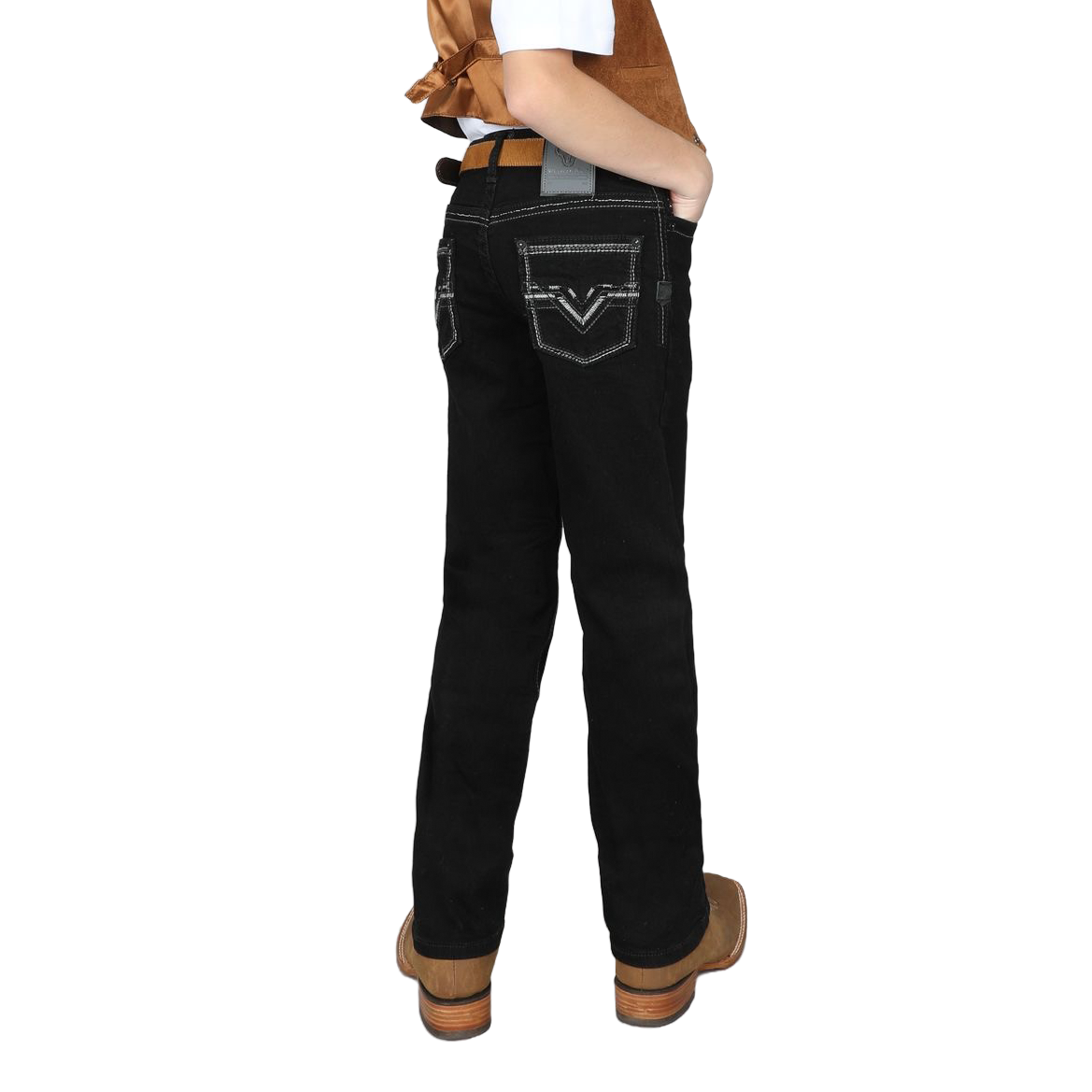 Western Blue Boy's Black Embroidered Premium Jean