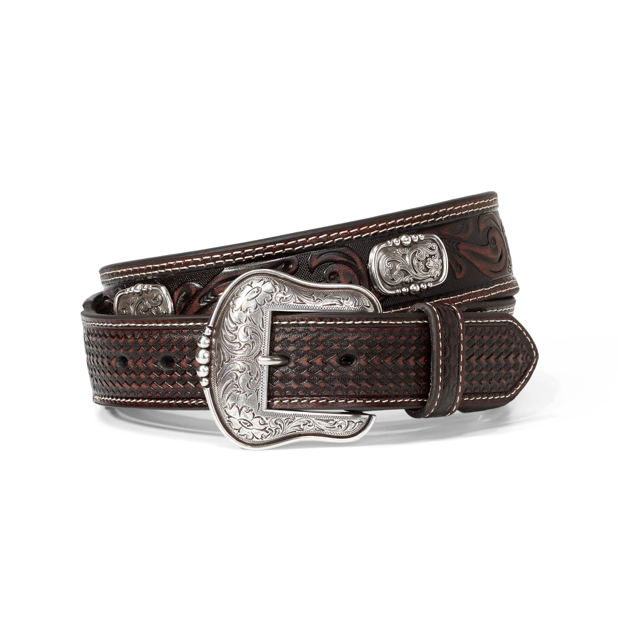 Ariat Brown Filagree Concho Tapered Belt