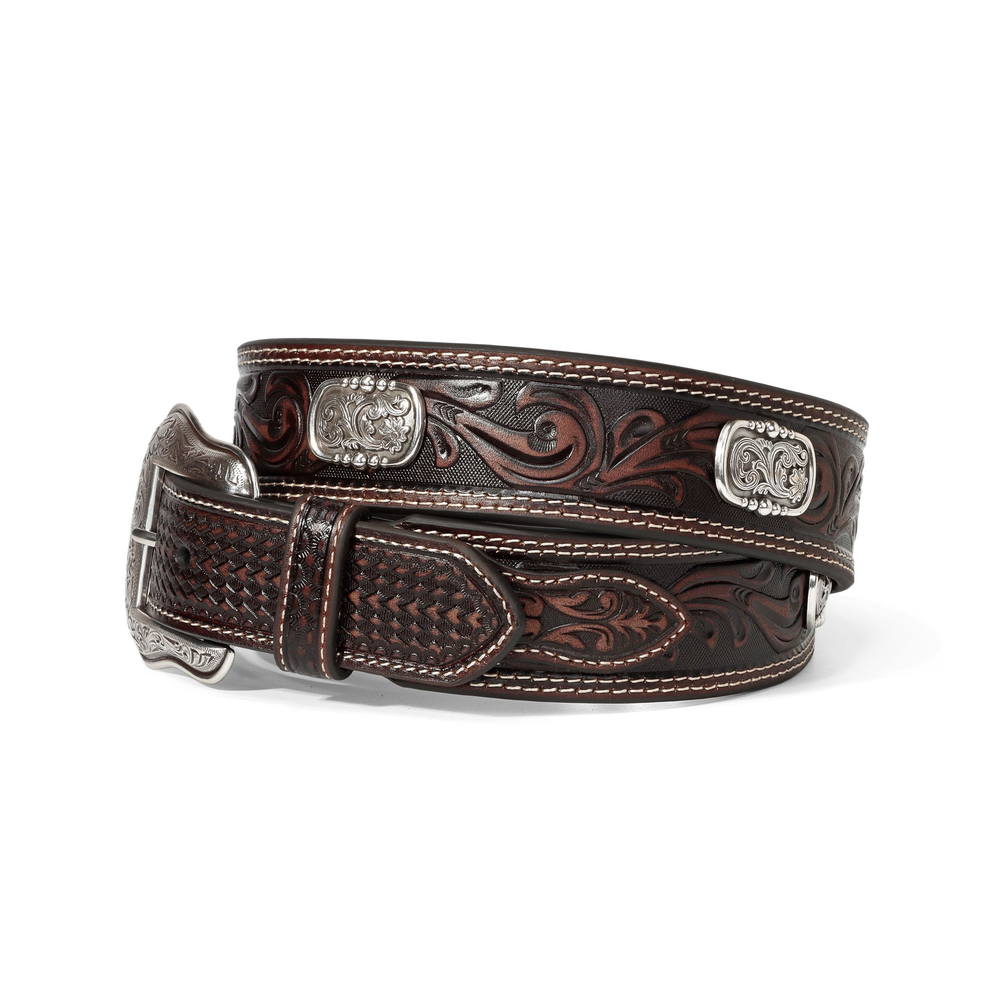 Ariat Brown Filagree Concho Tapered Belt