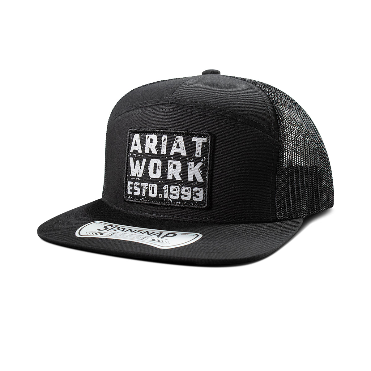 Ariat Work Black 7 Panel Work Patch Cap
