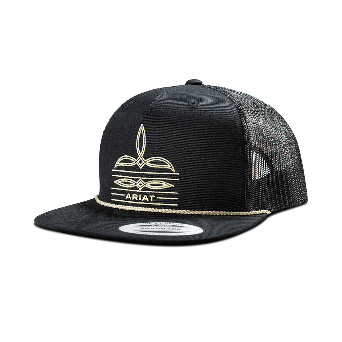 Ariat Black Boot Stitch Rope Brim Cap