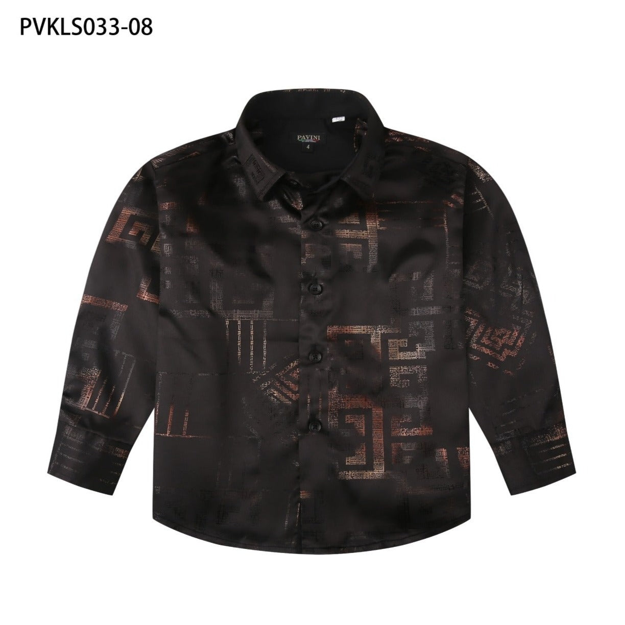 Pavini Black Boys' Print Long Sleeve Shirt