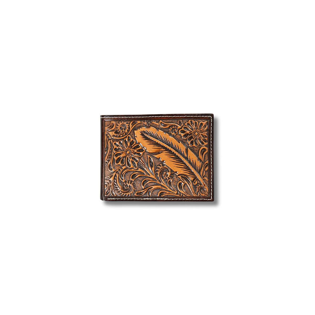 Ariat Brown Feather Embossed Bifold Wallet