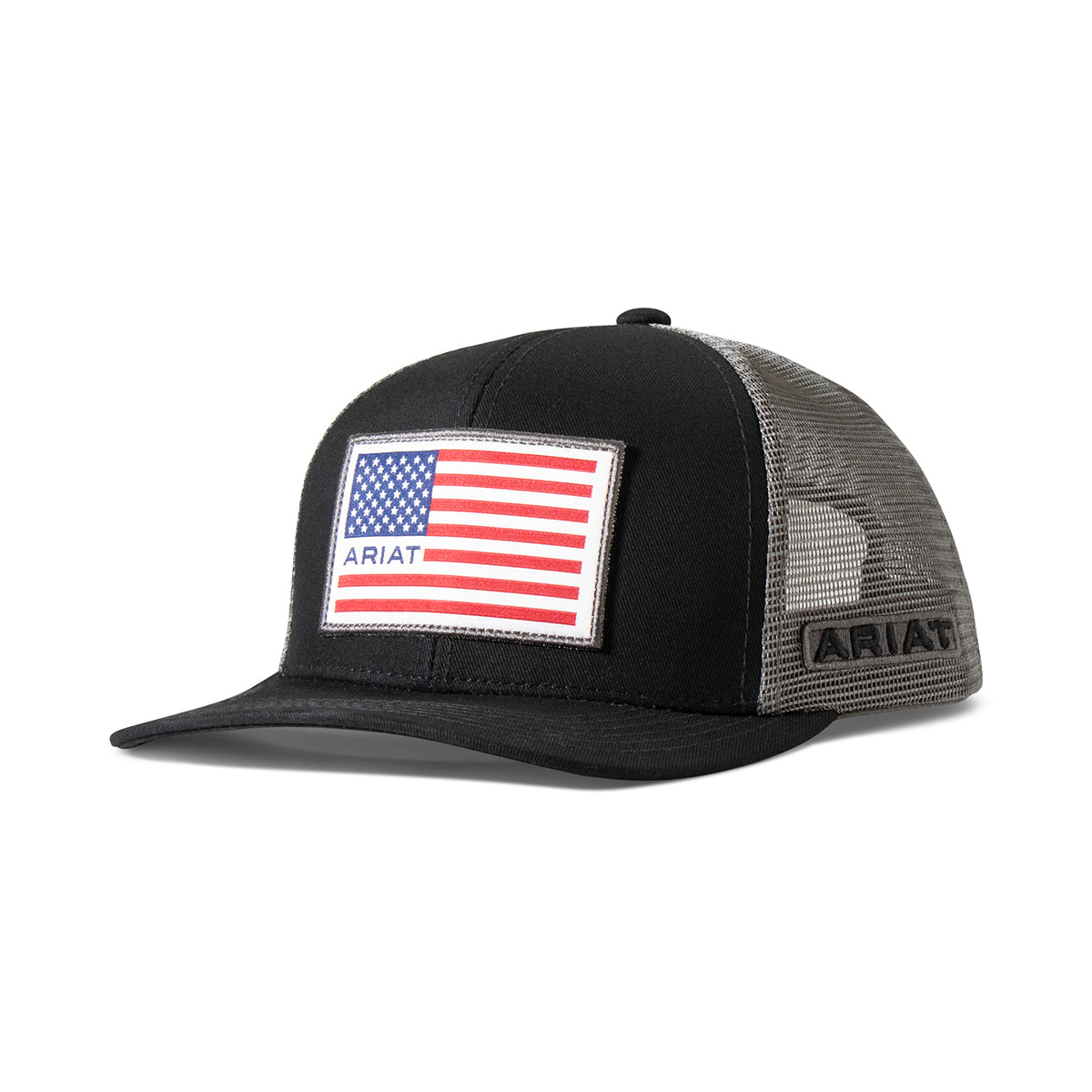 Ariat Black & Grey American Flag Patch Cap