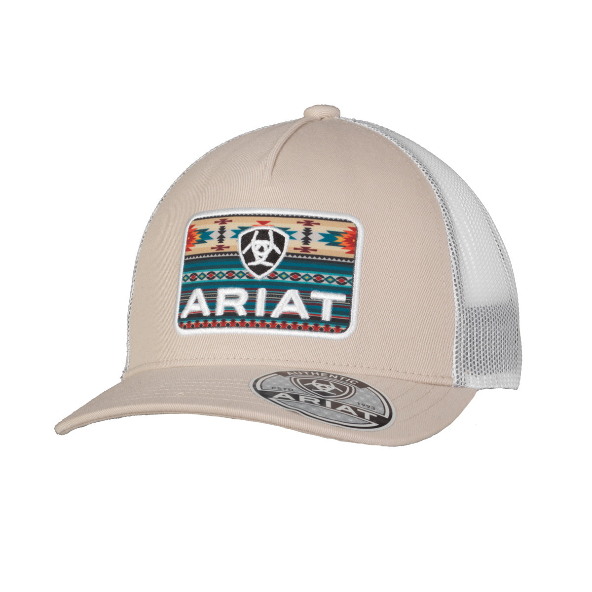 Ariat Beige Southwestern Patch Cap