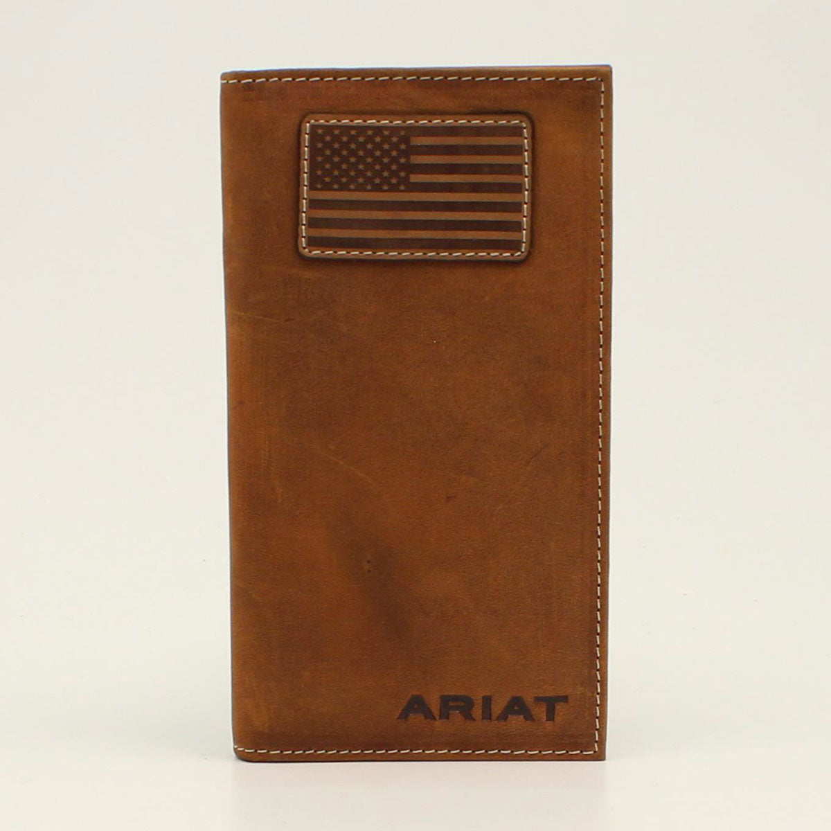 Ariat Medium Brown Flag Patch Rodeo Wallet