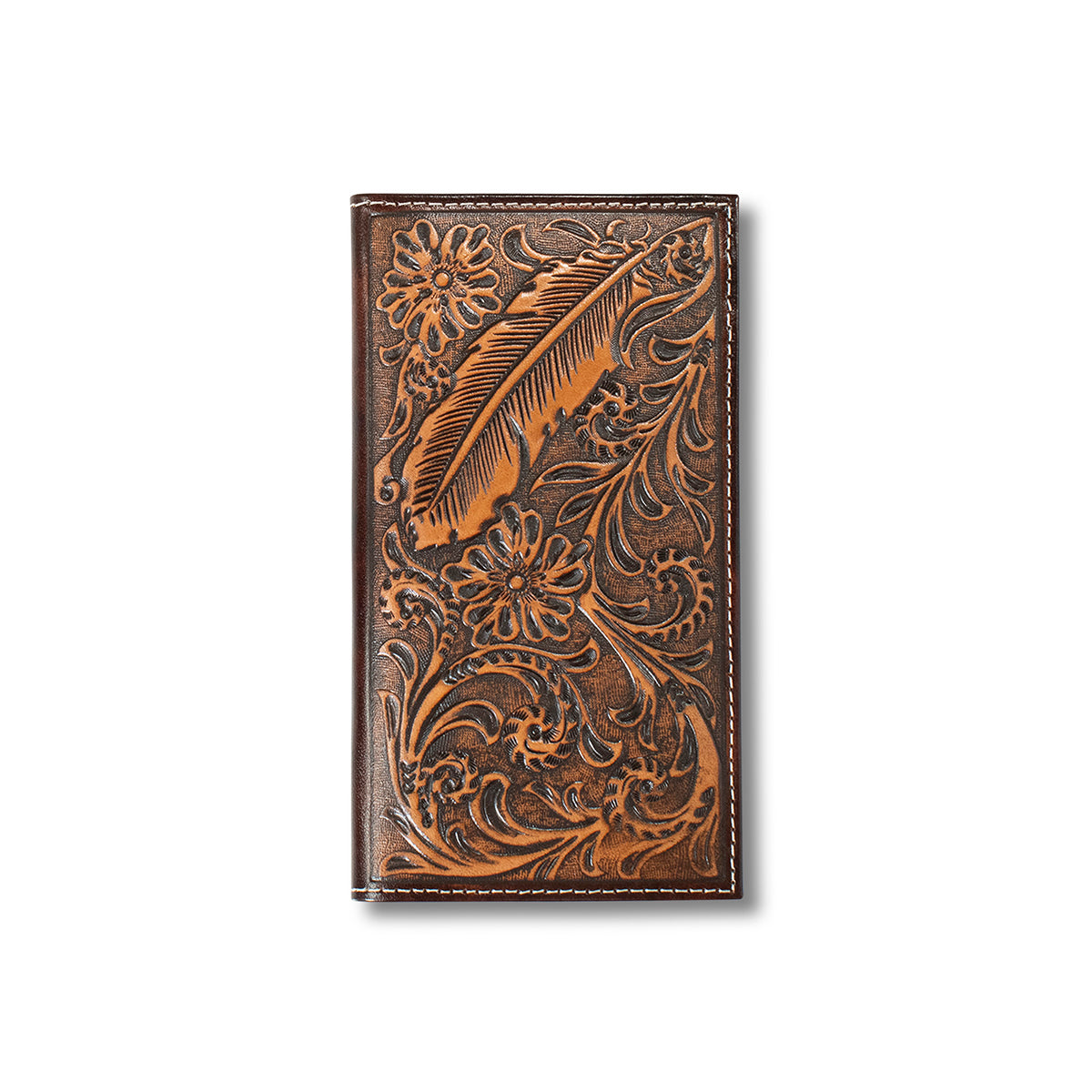 Ariat Brown Feather Embossed Rodeo Wallet