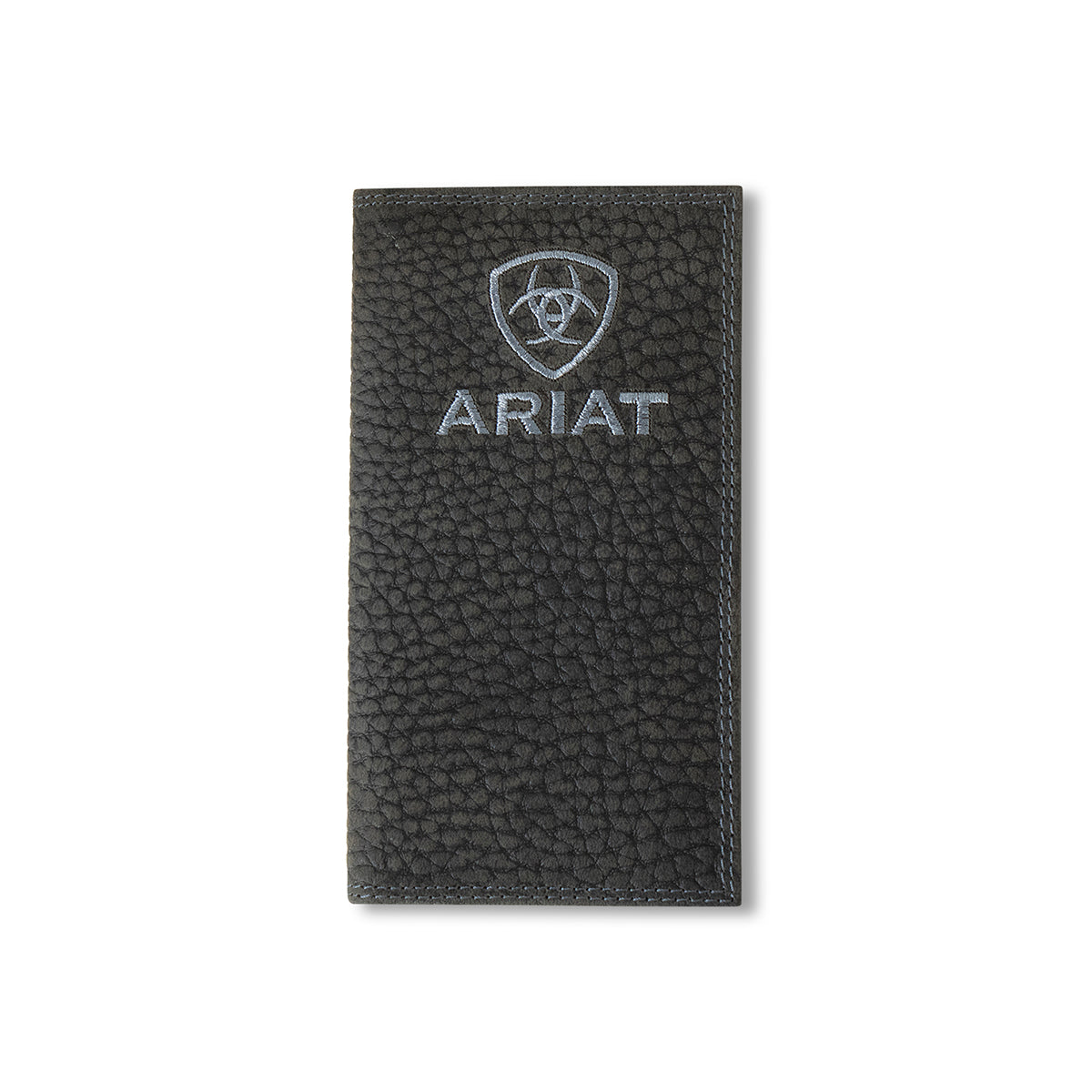 Ariat Black Bull Hide Embroidered Logo Rodeo Wallet