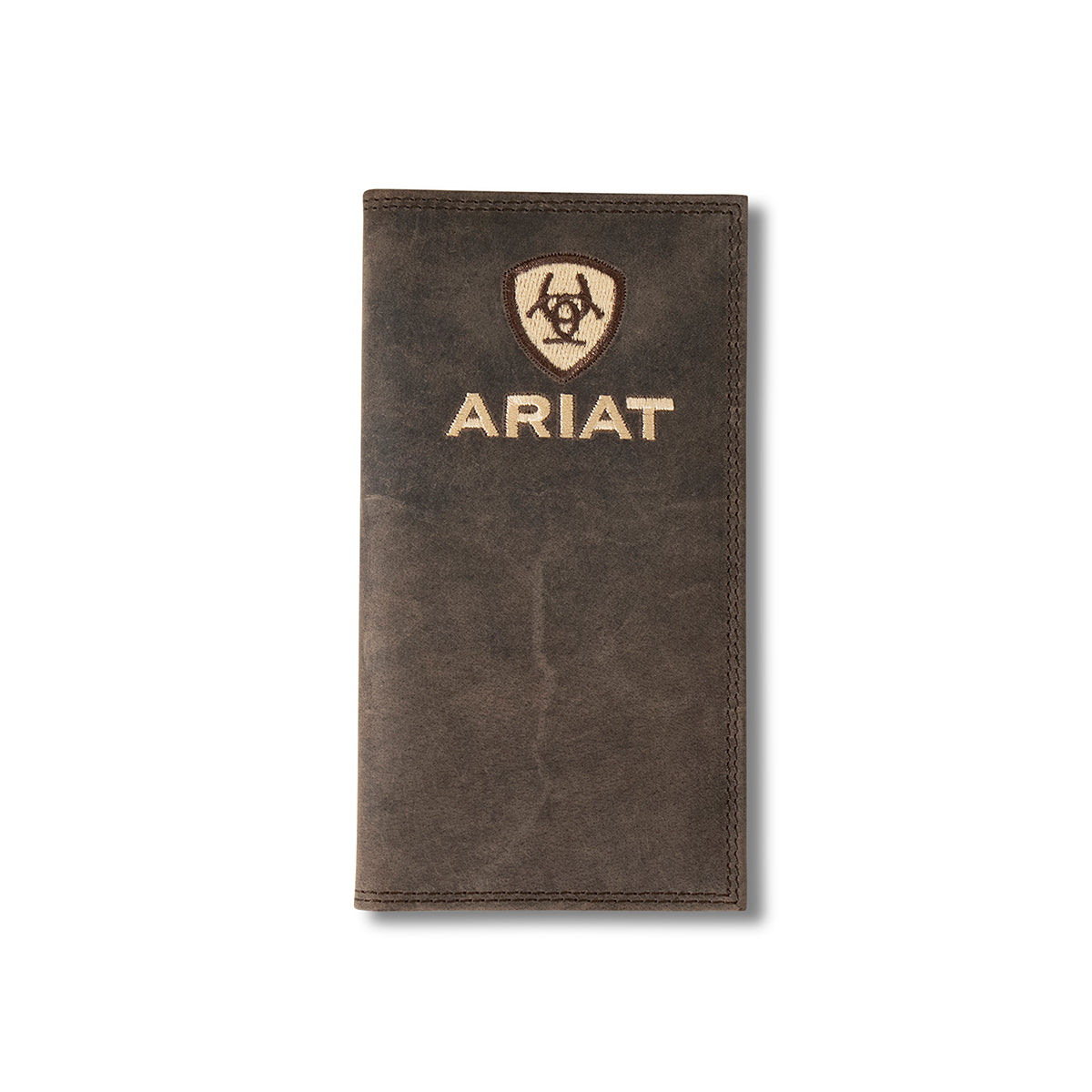 Ariat Brown Crazy Horse Embroidered Logo Rodeo Wallet