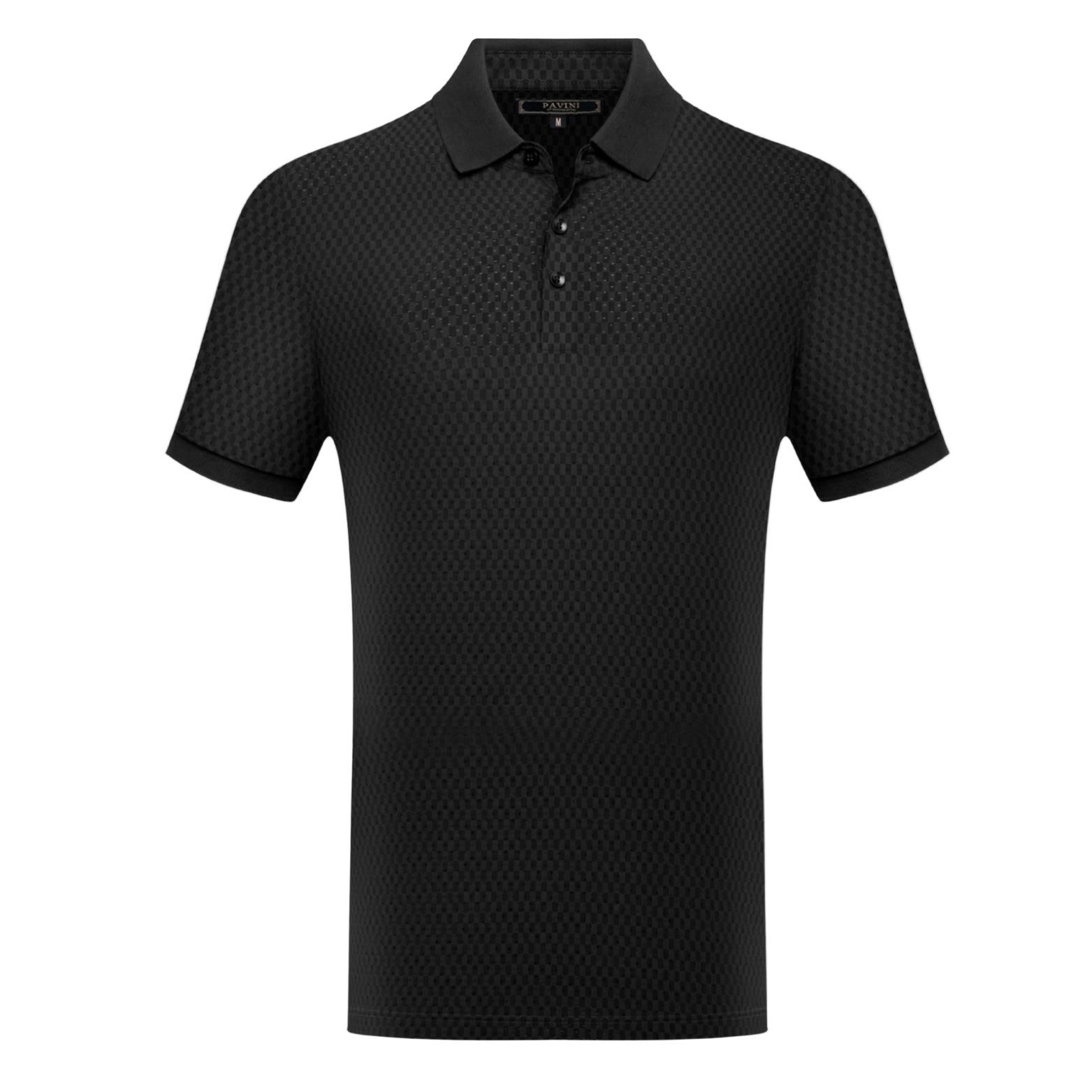 Pavini Black Stretch Pattern Classic Polo