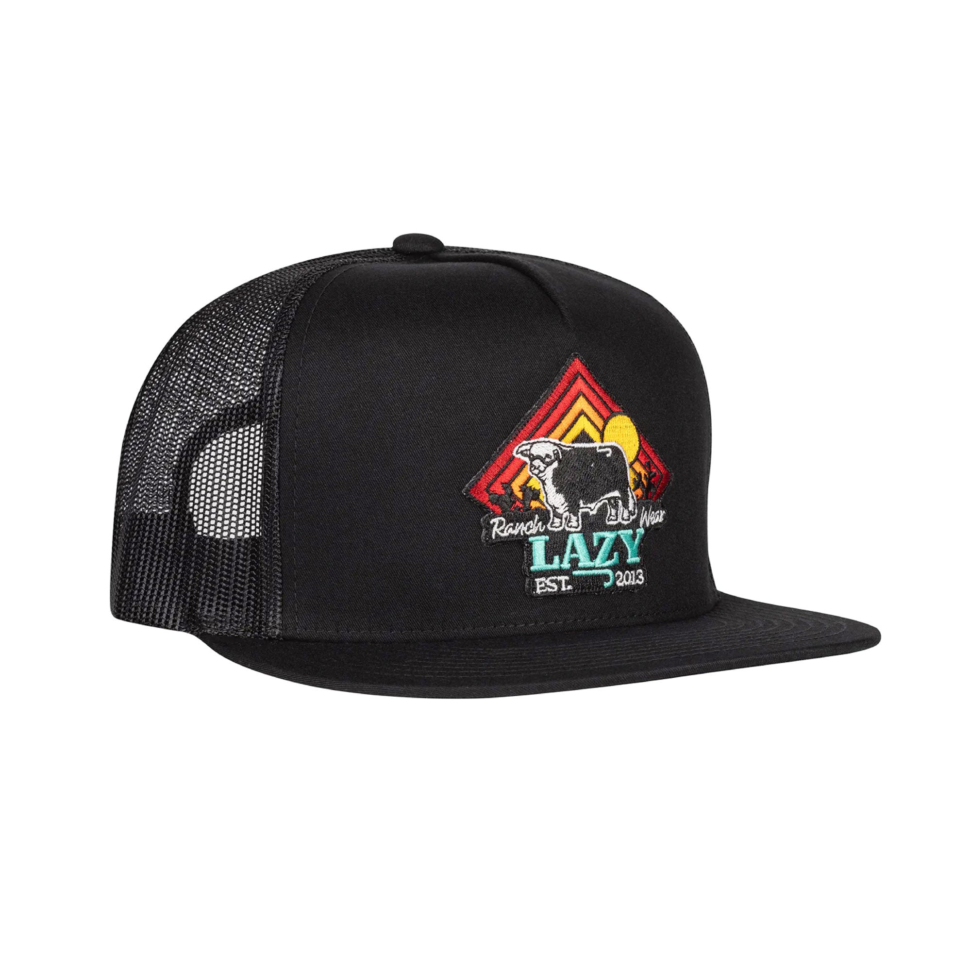 Lazy J Ranch Wear Black Cactus Sunrise Bull Cap