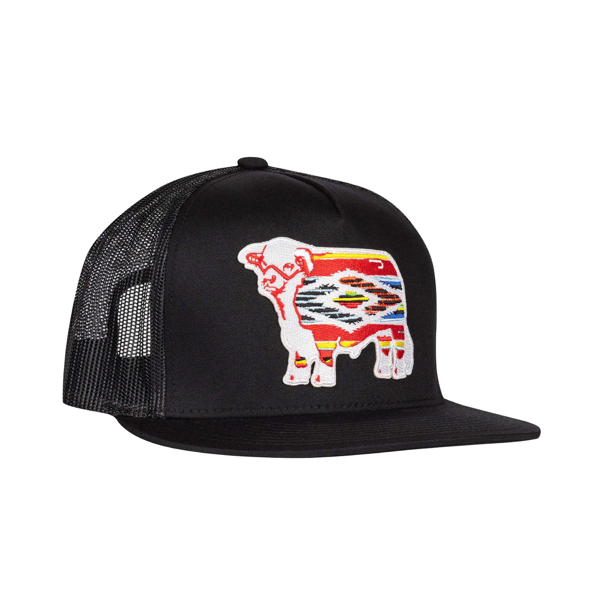 Lazy J Ranch Wear Black Serape Bull Cap