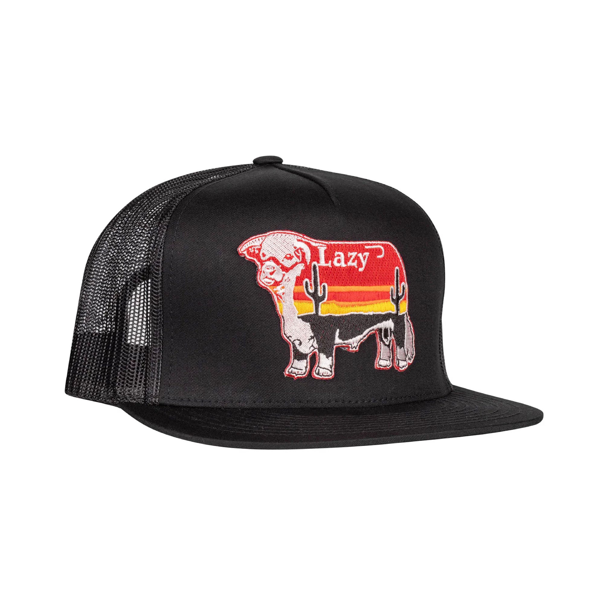 Lazy J Ranch Wear Black Sunrise Cactus Bull Cap