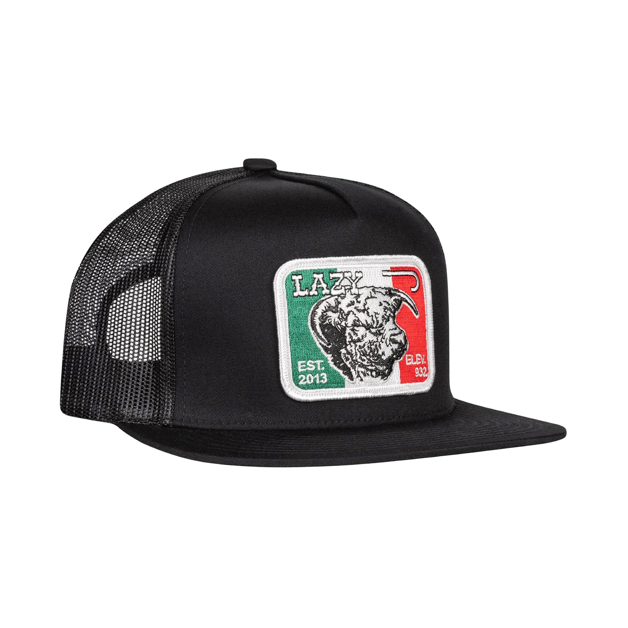 Lazy J Ranch Wear Black & Black Mexico Bull Patch Cap