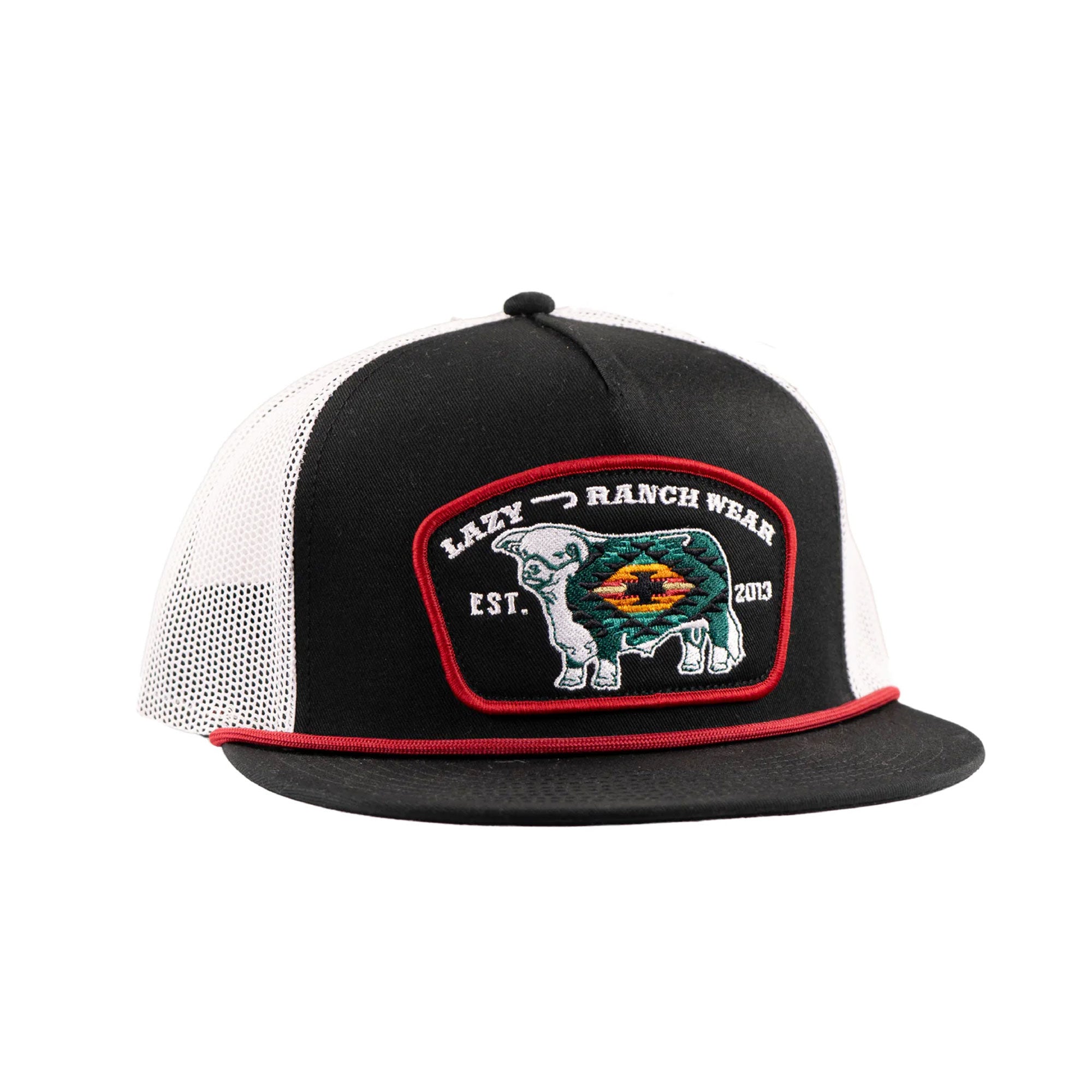 Lazy J Ranch Wear Black & White Native Classic Rope Trucker Cap