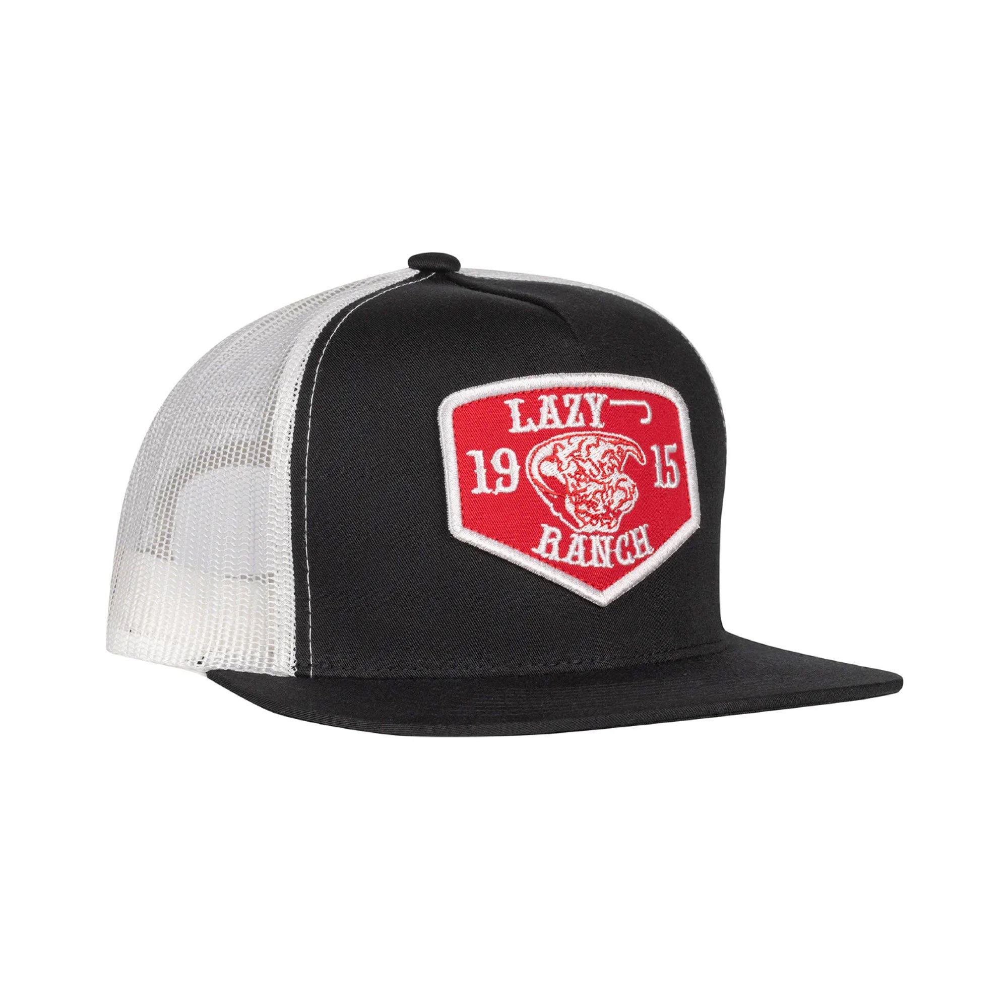Lazy J Ranch Wear Black & White Red Ranch Patch Cap