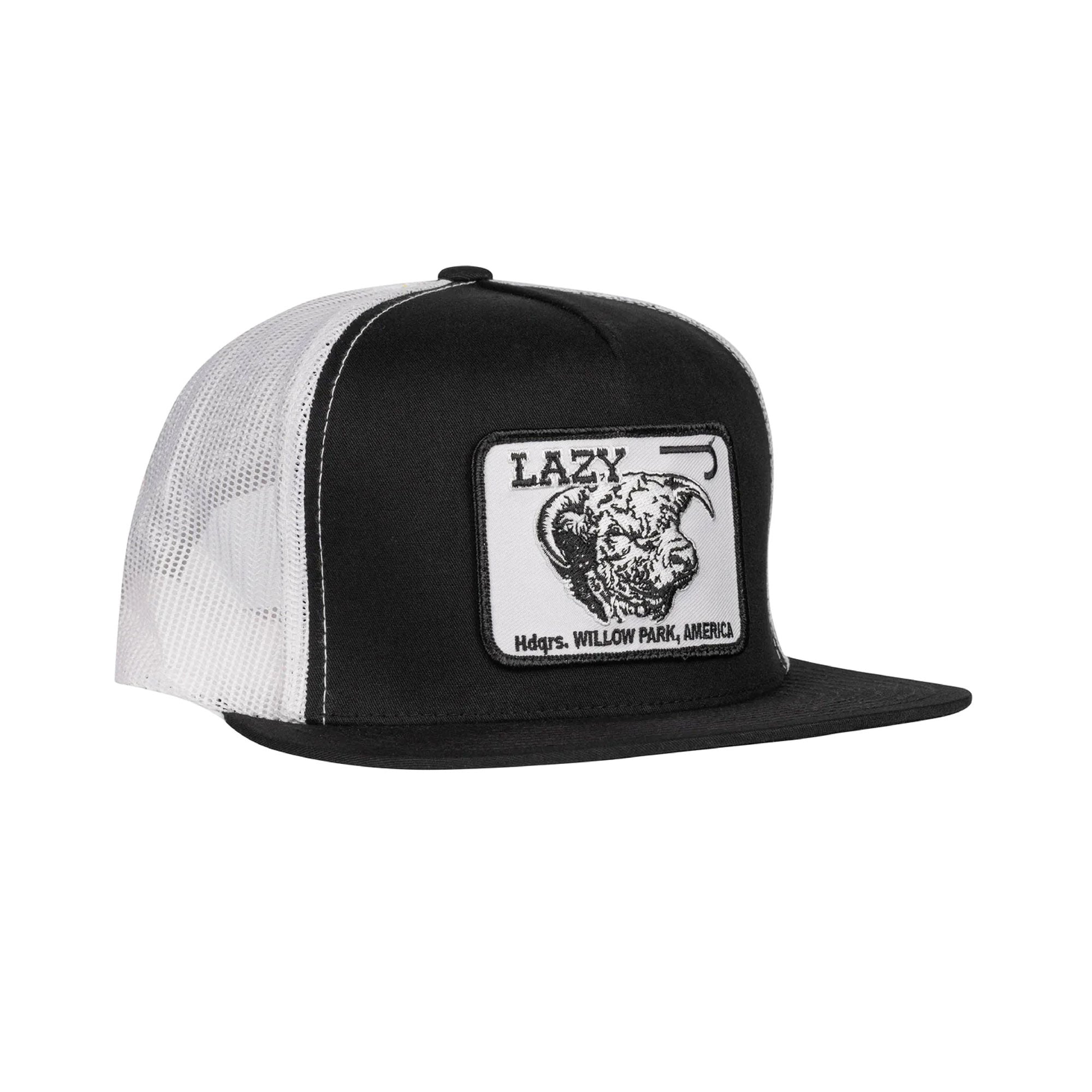 Lazy J Ranch Wear Black & White Cattle Headquarters Cap