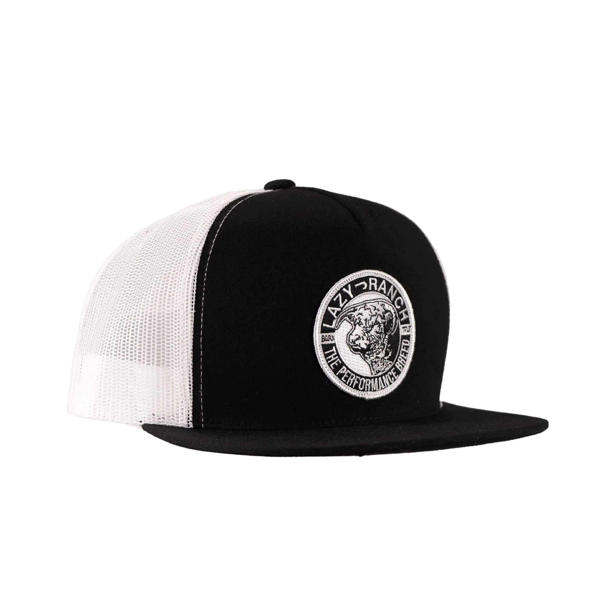 Lazy J Ranch Black & White Performance Breed Classic Five Panel Trucker Cap