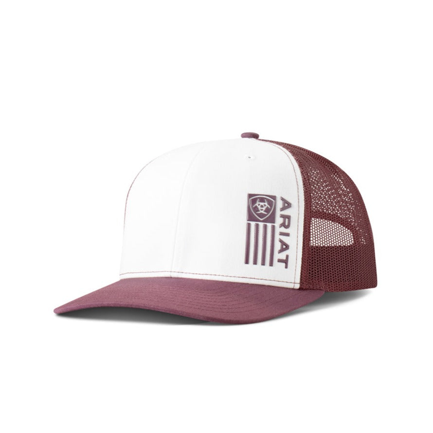 Ariat White & Maroon Flag Cap